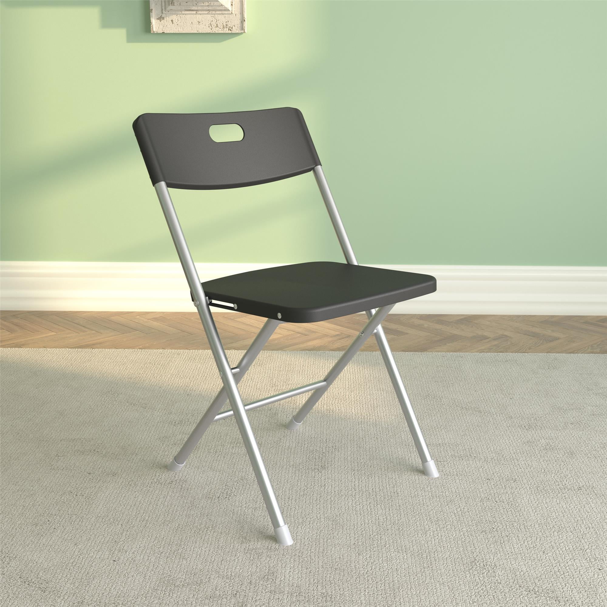 Mainstays Resin Seat & Back Folding Chair, Durable Indoor Outdoor Seating (Black, 4-Pack) u9vfd