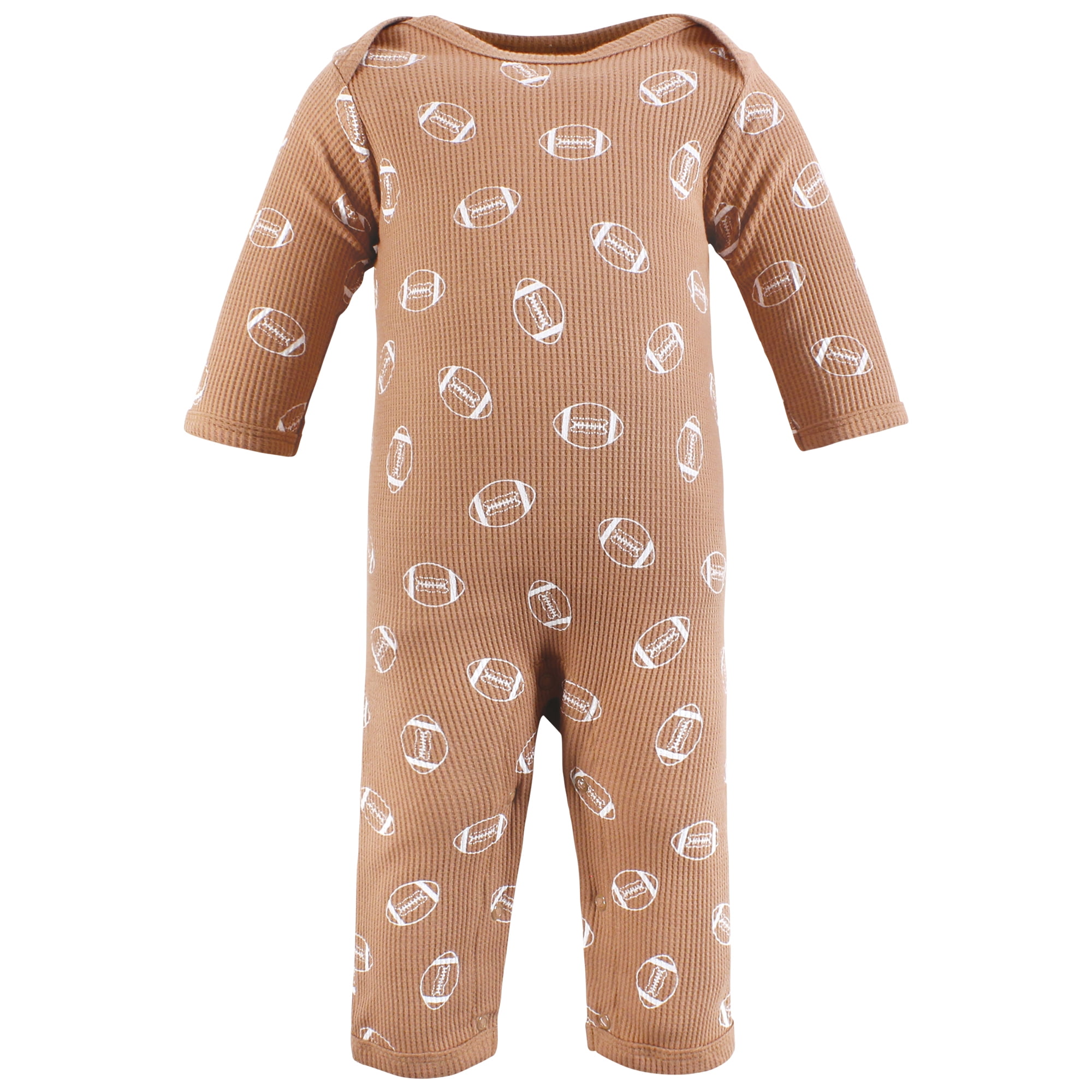 Hudson Baby Infant Boy Thermal Coveralls (Football, 0-3 Months, 2pk) ngjym
