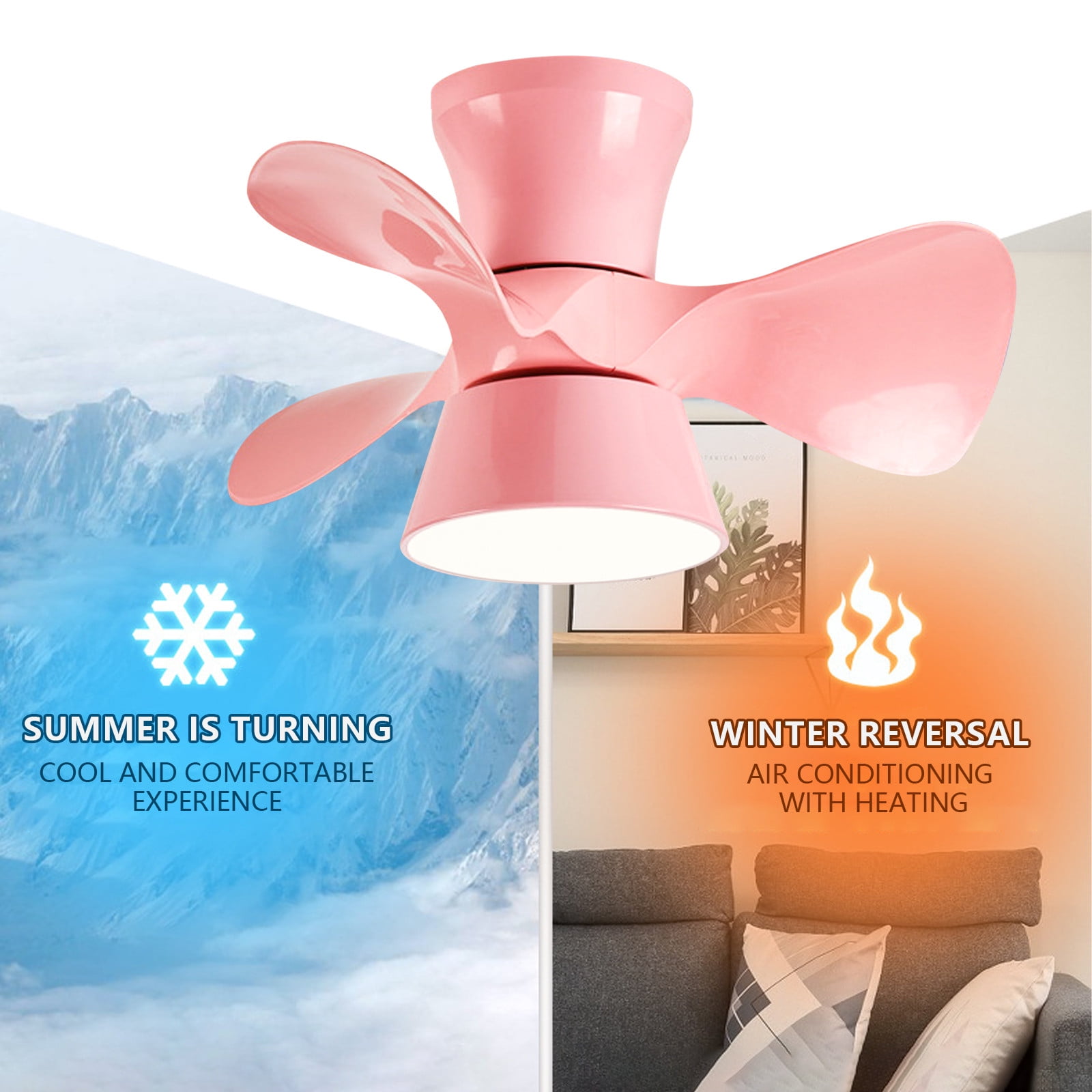 Xaoshaoyi Modern LED Ceiling Fan with Dimmable Light and Remote Control (Pink, 20 in) 3tlzg