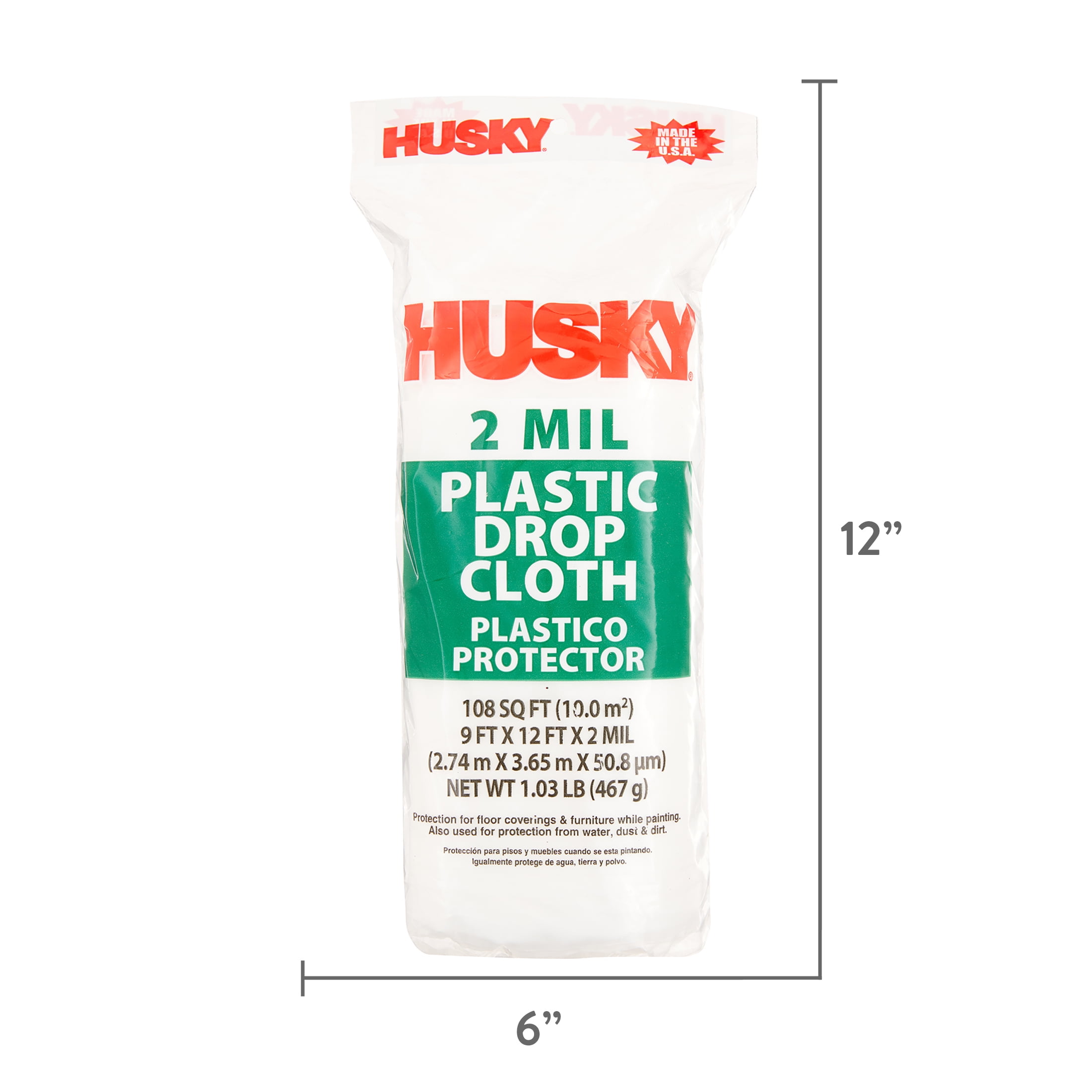 Husky Medium-Duty Plastic Drop Cloth (Clear, 9 ft x 12 ft) mrdib
