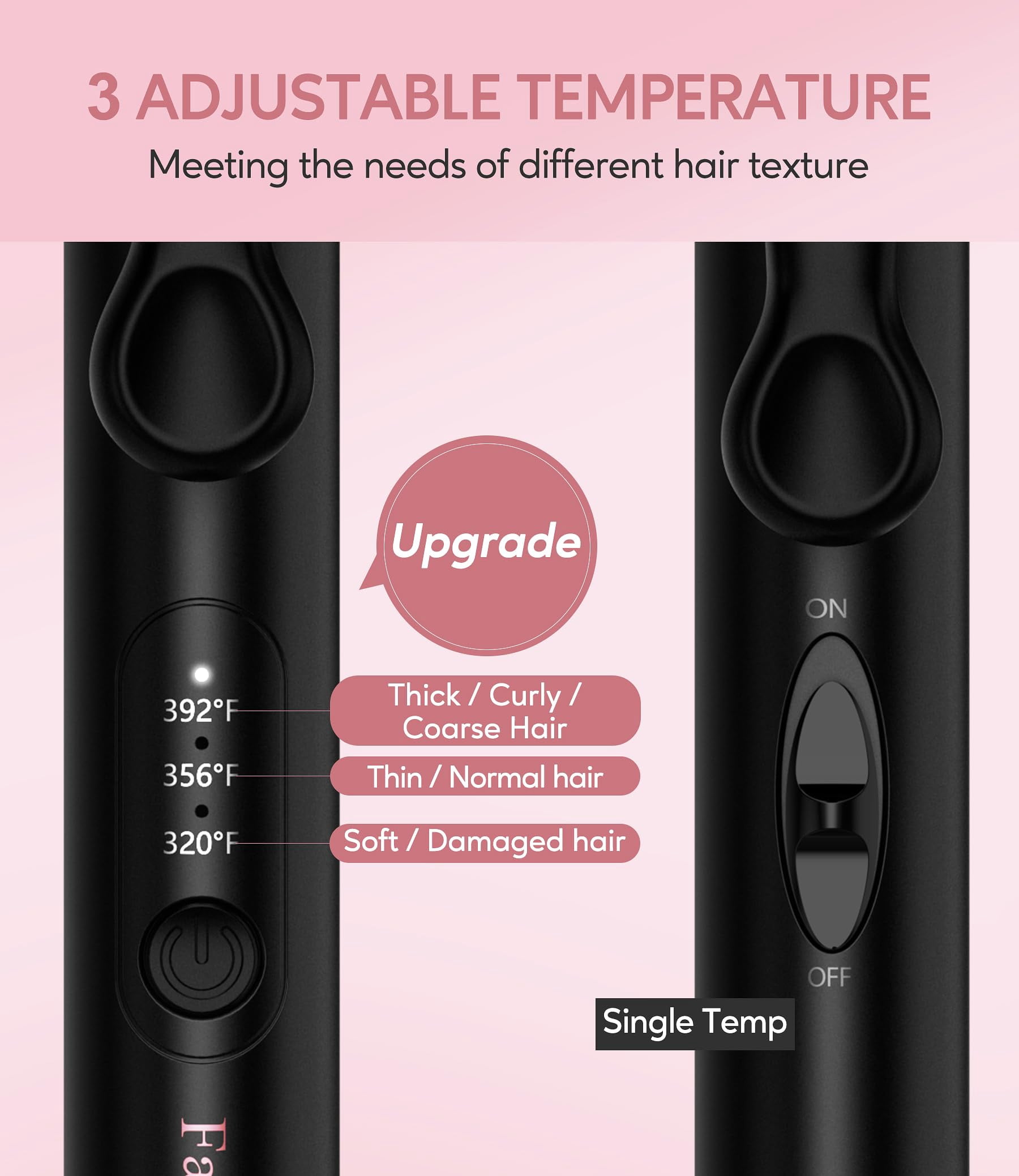 Farery Mini Hair Crimper, 3-Barrel Waver for Textured Waves and Volume (Rose Pink, 9.5 in) zwu4c