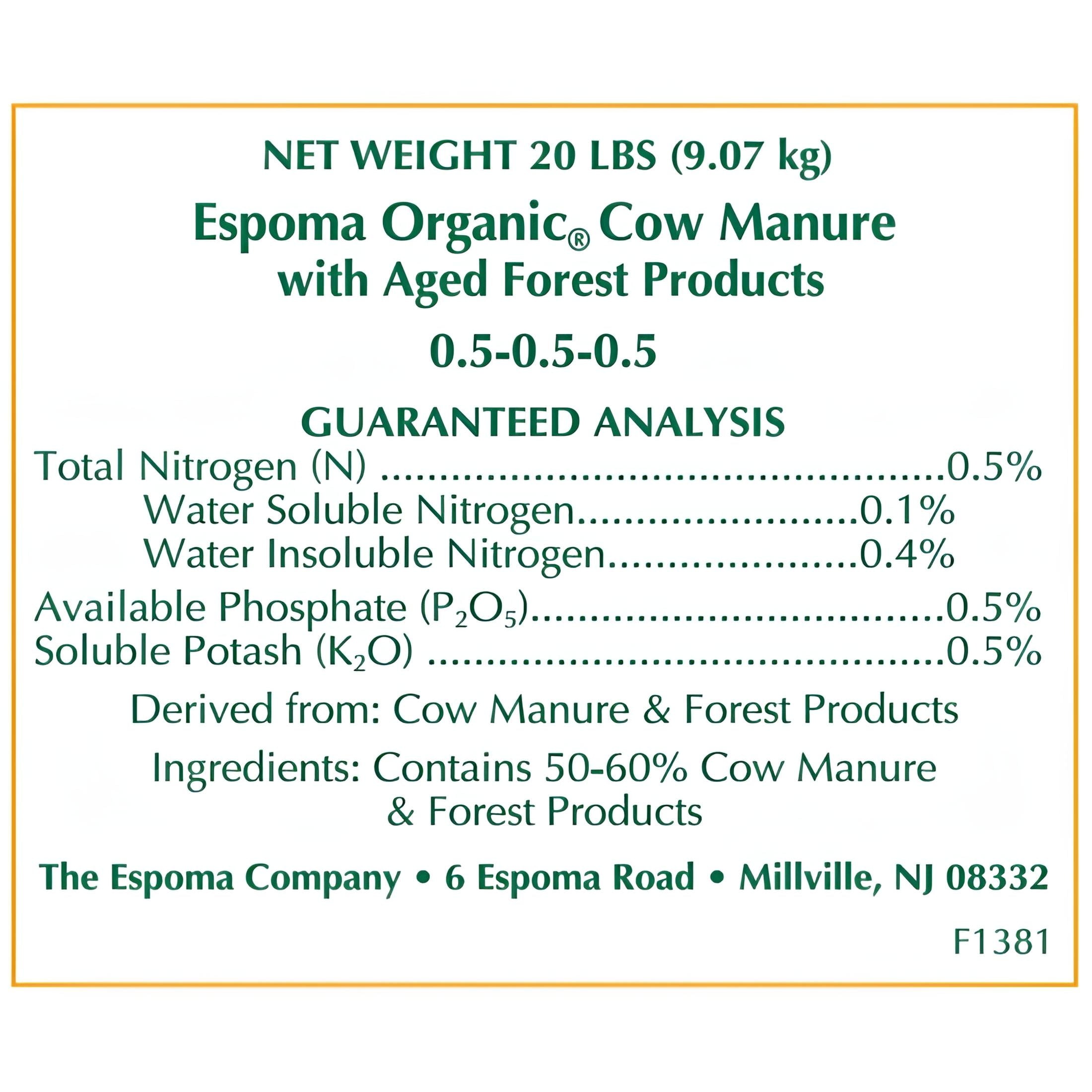 Espoma Organic Cow Manure Garden Soil for Vegetables and Flowers (1 cu ft) gjhpb