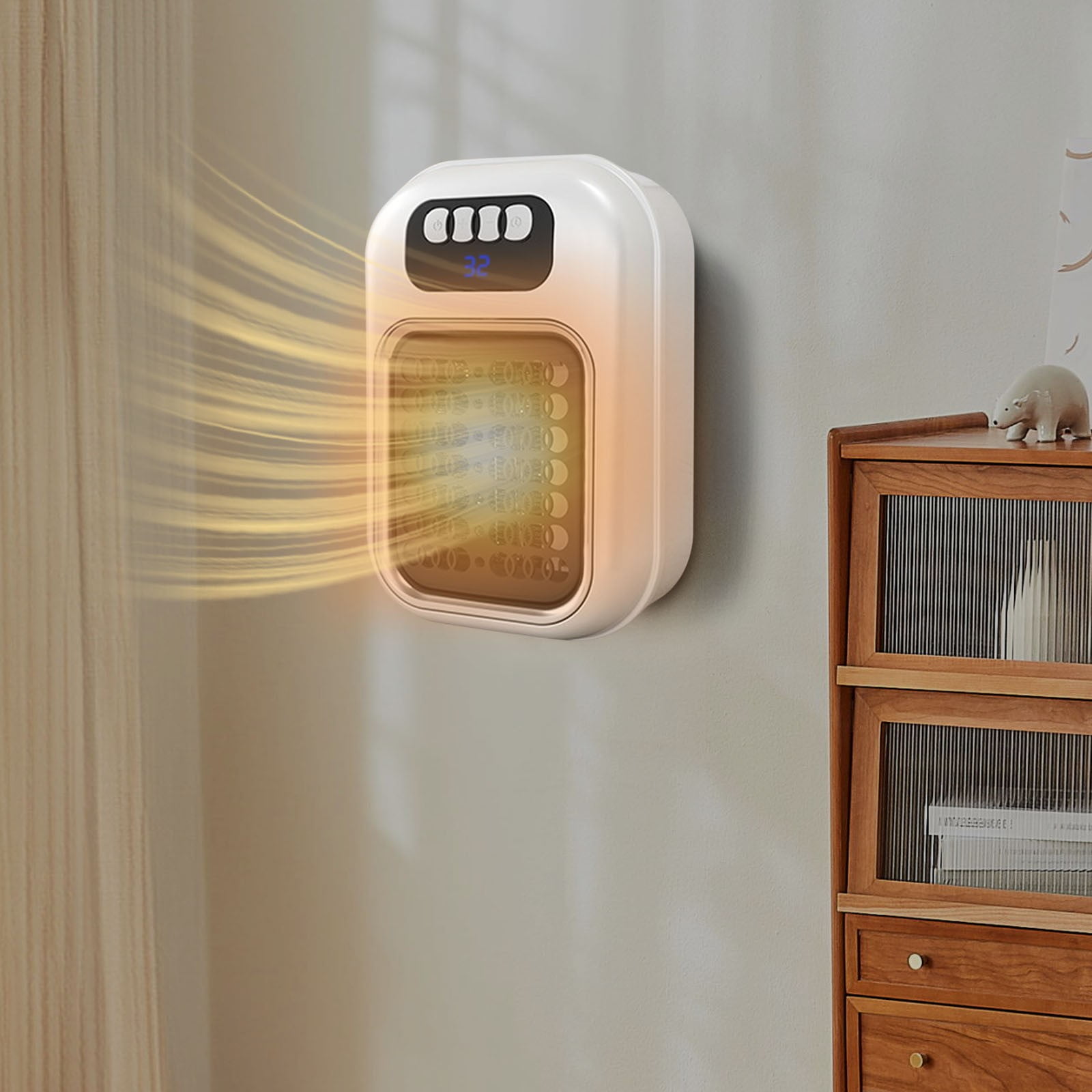 Banzch Electric Space Heater for Indoor Use, Compact Wall Outlet Plug-in Heater with Adjustable Thermostat and Quiet Operation (White, 1 Unit) 6tbsb