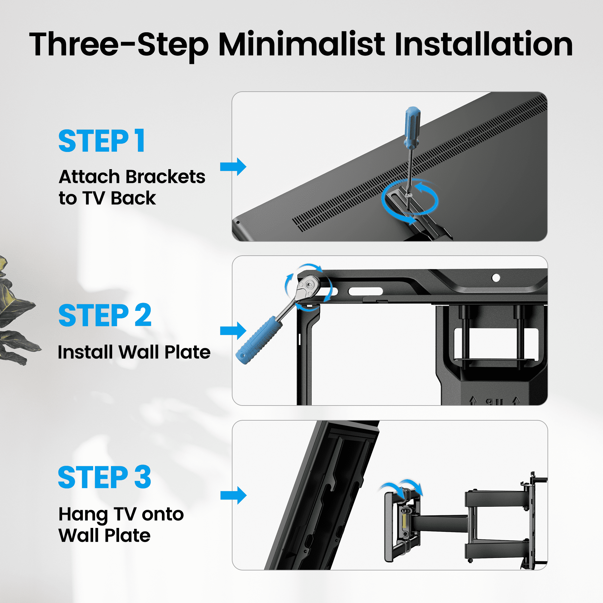 MountFTV Full Motion TV Wall Mount for 42-92 inch TVs, Heavy-Duty Swivel Extension Bracket with Tool-Free Tilt (132 lb Capacity) gagik