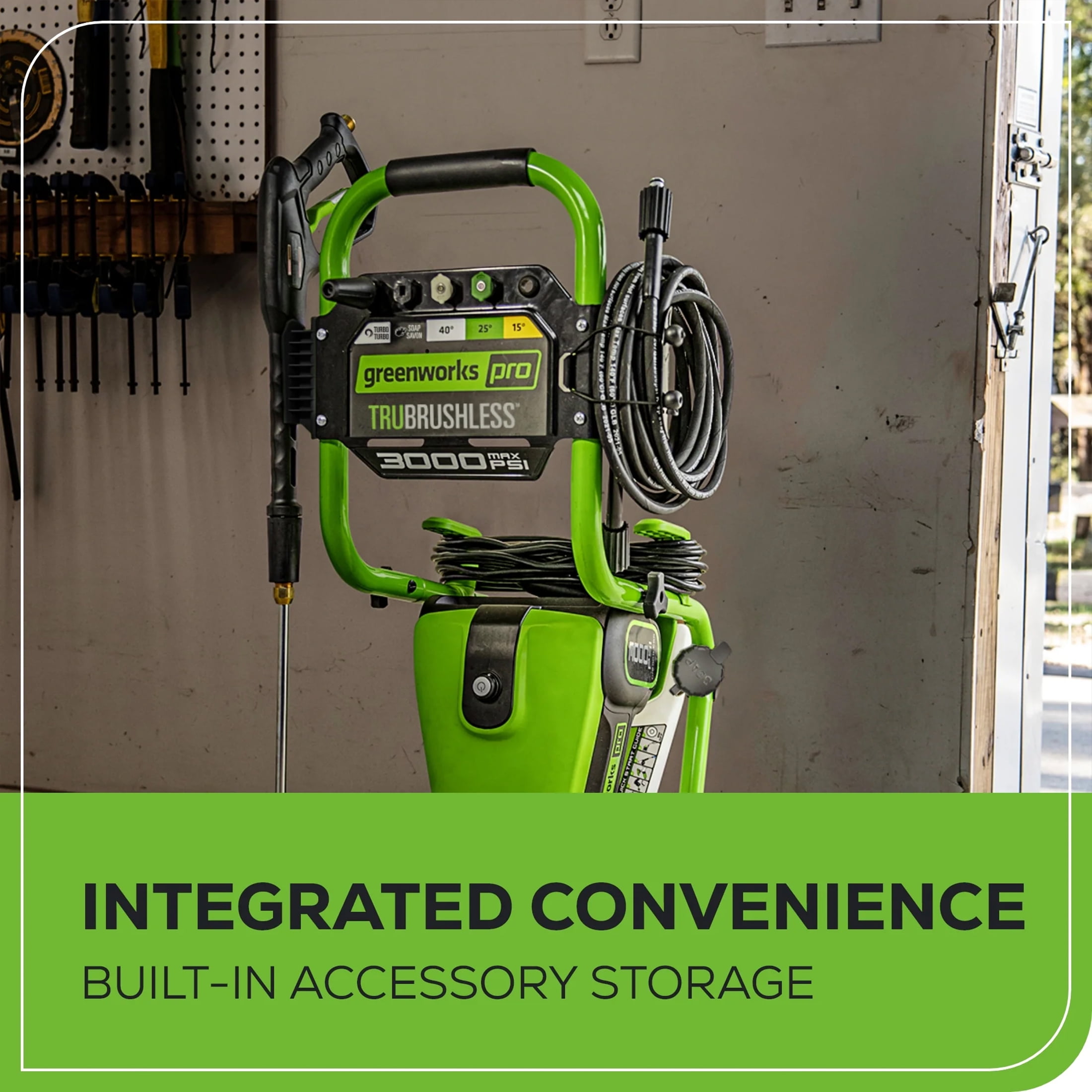 Greenworks 3000 PSI Electric Pressure Washer with TruBrushless Motor and Jettflow Technology (3000 PSI, 1.1 GPM) c9968