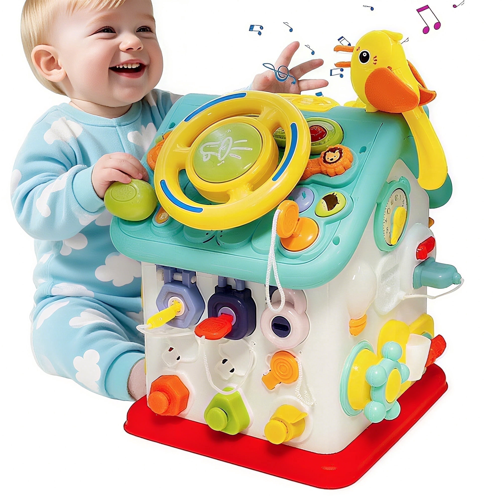 SaveJoy Montessori Busy House Activity Center with Music and Sensory Learning (6-in-1, Multi-color) ptkl9