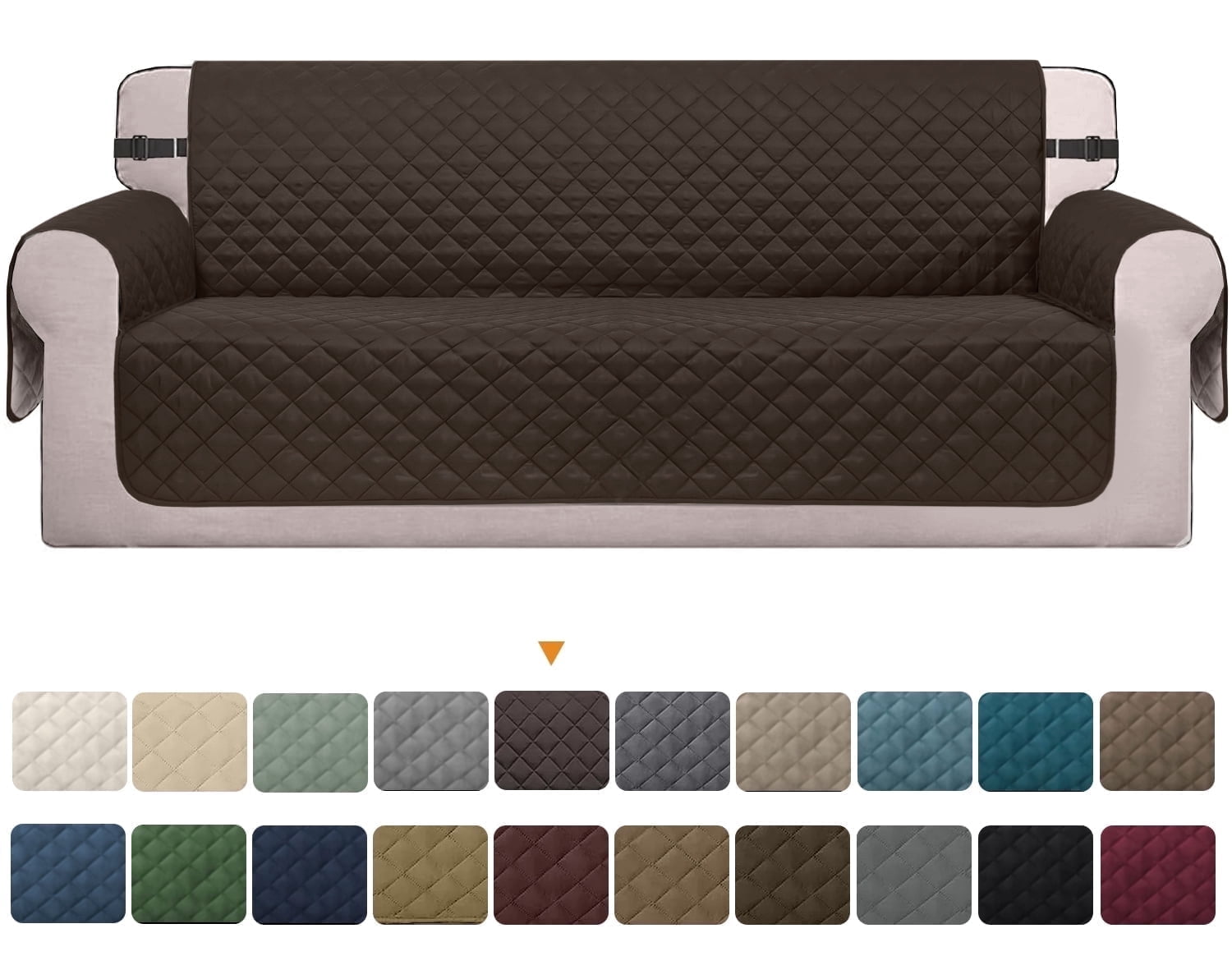 SANMADROLA Reversible Sofa Cover Water Resistant Furniture Protector for Pets and Kids (Brown, 66 in) 5wy7s