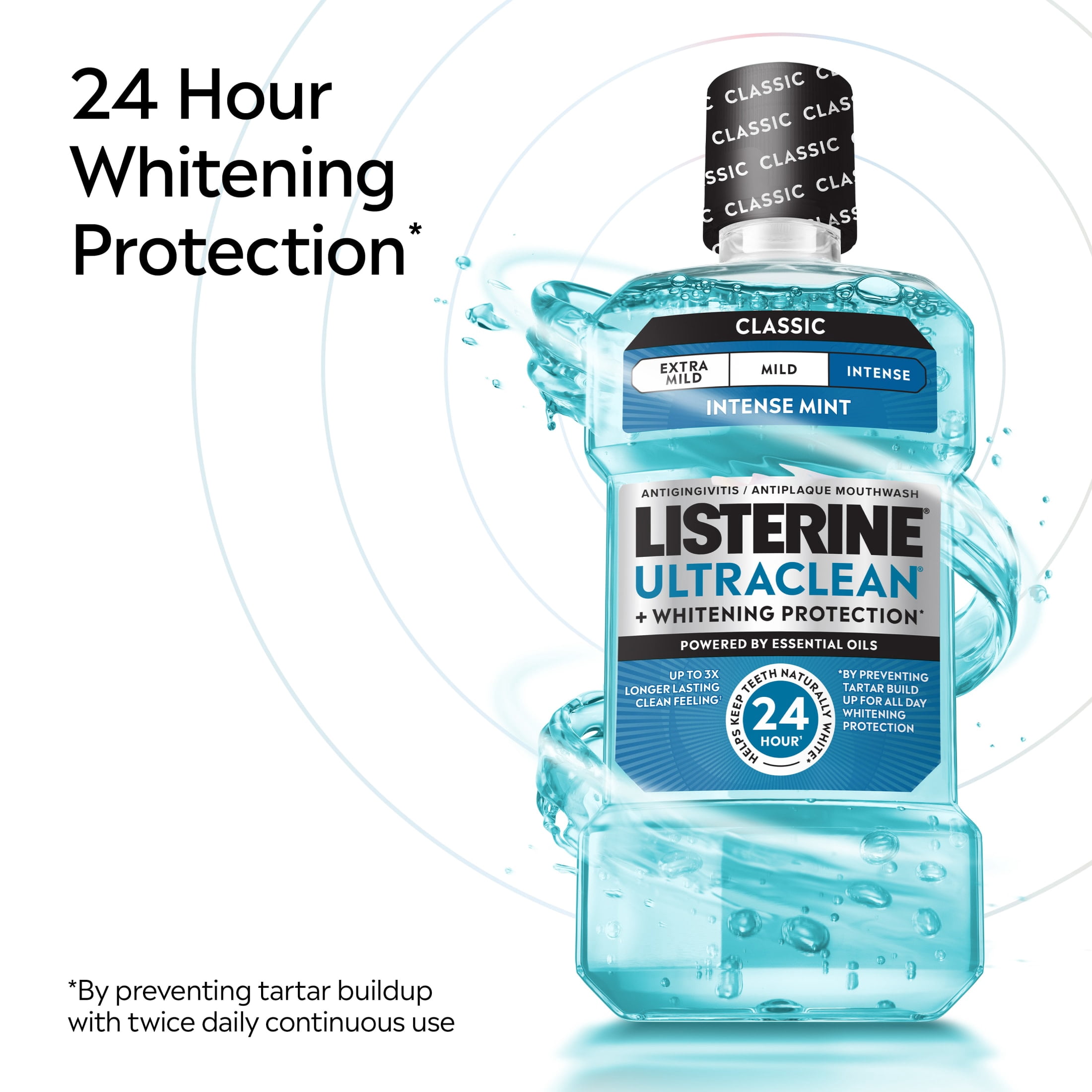 Listerine Ultraclean Antiseptic Mouthwash with Whitening Protection (Intense Mint, 50.7 fl oz) gr4rm