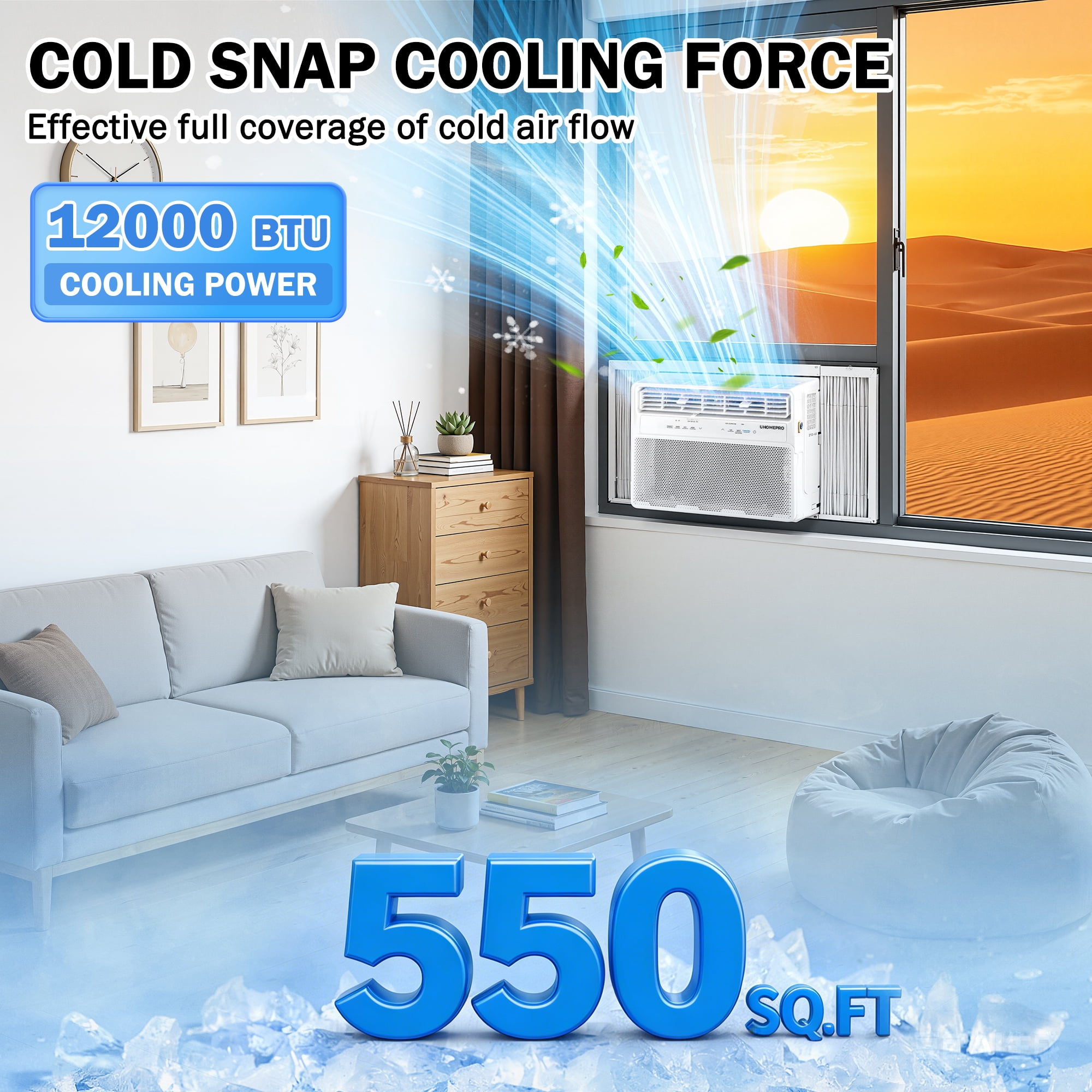 Seizeen 12000 BTU Inverter Window Air Conditioner, Smart WiFi Control, Quiet Cooling for Rooms up to 550 sq.ft. (White, 12000 BTU) er831
