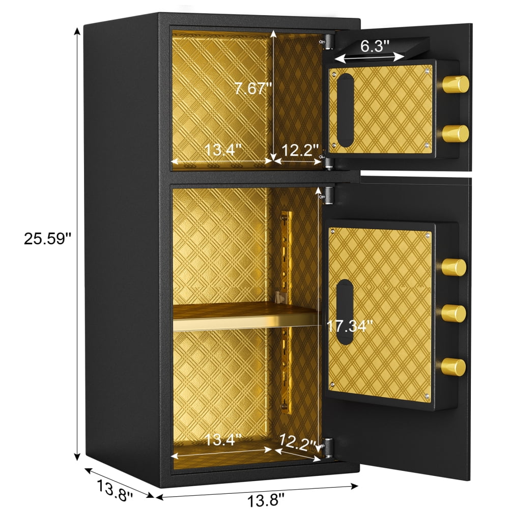 Generic Digital Security Safe Double-Door Heavy-Duty Steel Lockbox with Fireproof Bag (Black, 6.0 cu ft) lxg05
