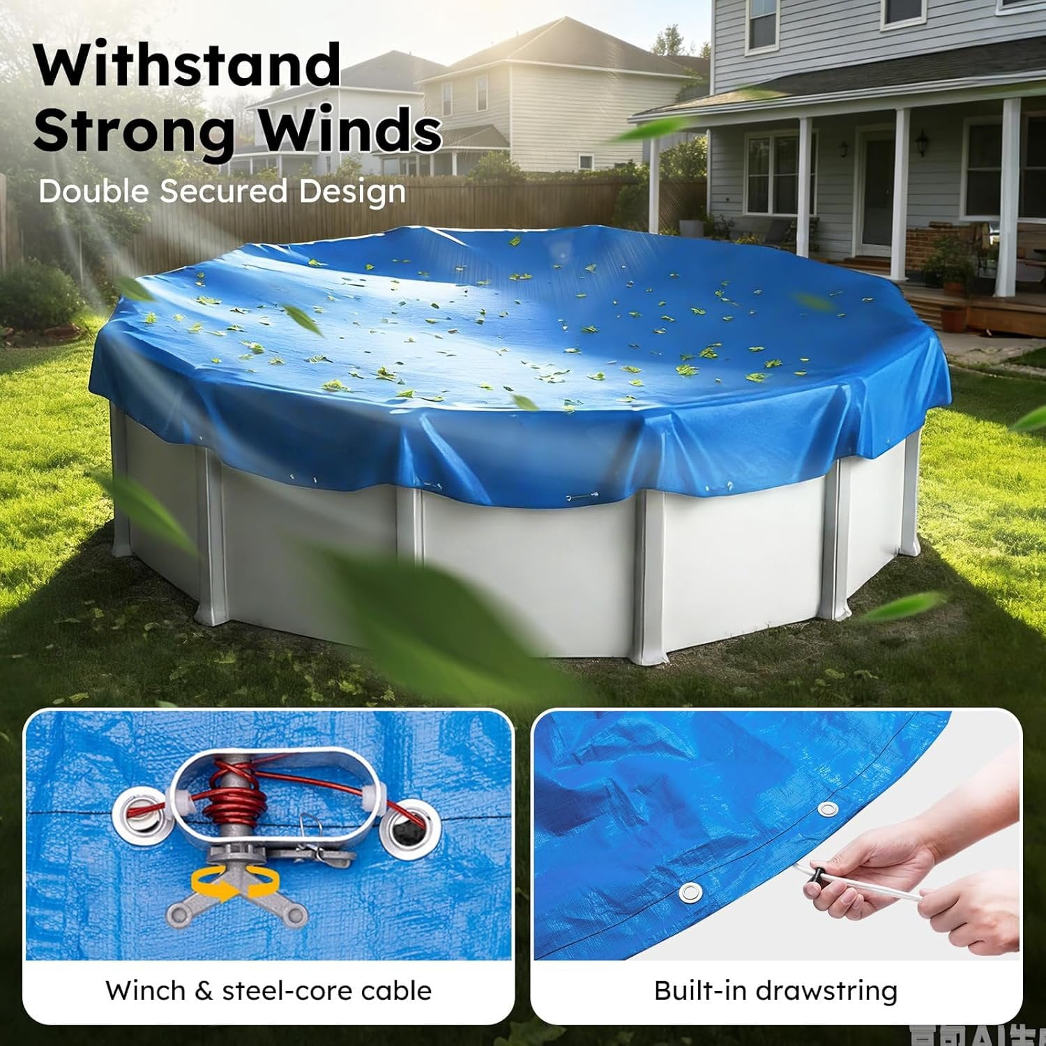 Generic 15 FT Above Ground Pool Cover, Heavy-Duty Heat Retention Solar Blanket (Blue, 15 ft) mgzr3