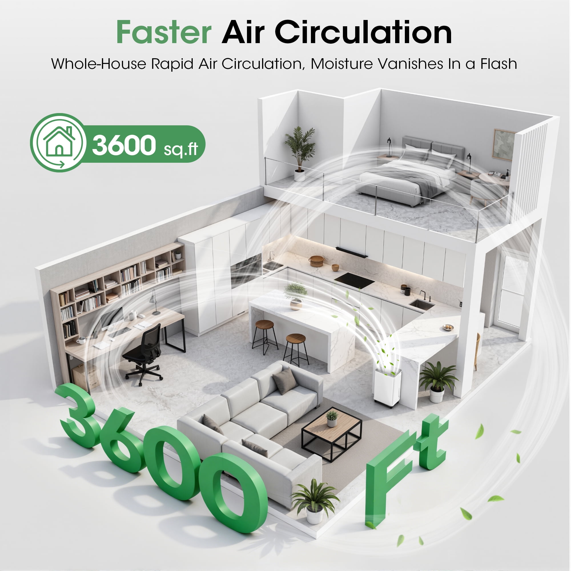Patiosunny Smart Dehumidifier with WiFi App Control and Continuous Drain Hose (35 Pints per Day) p10r4