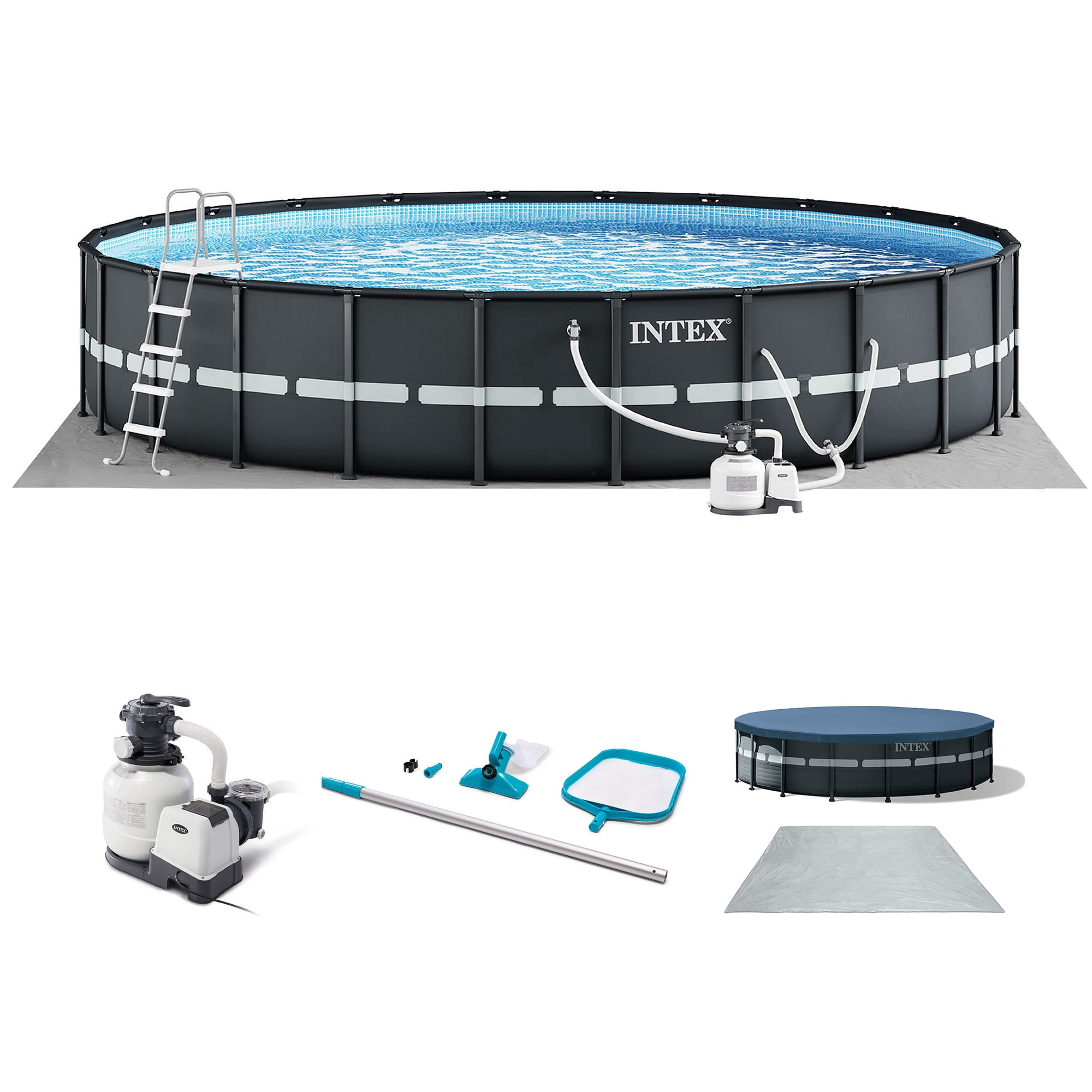 Intex Ultra XTR Above Ground Swimming Pool Set with Sand Filter Pump and Maintenance Kit (18 ft x 52 in) 9eqzq