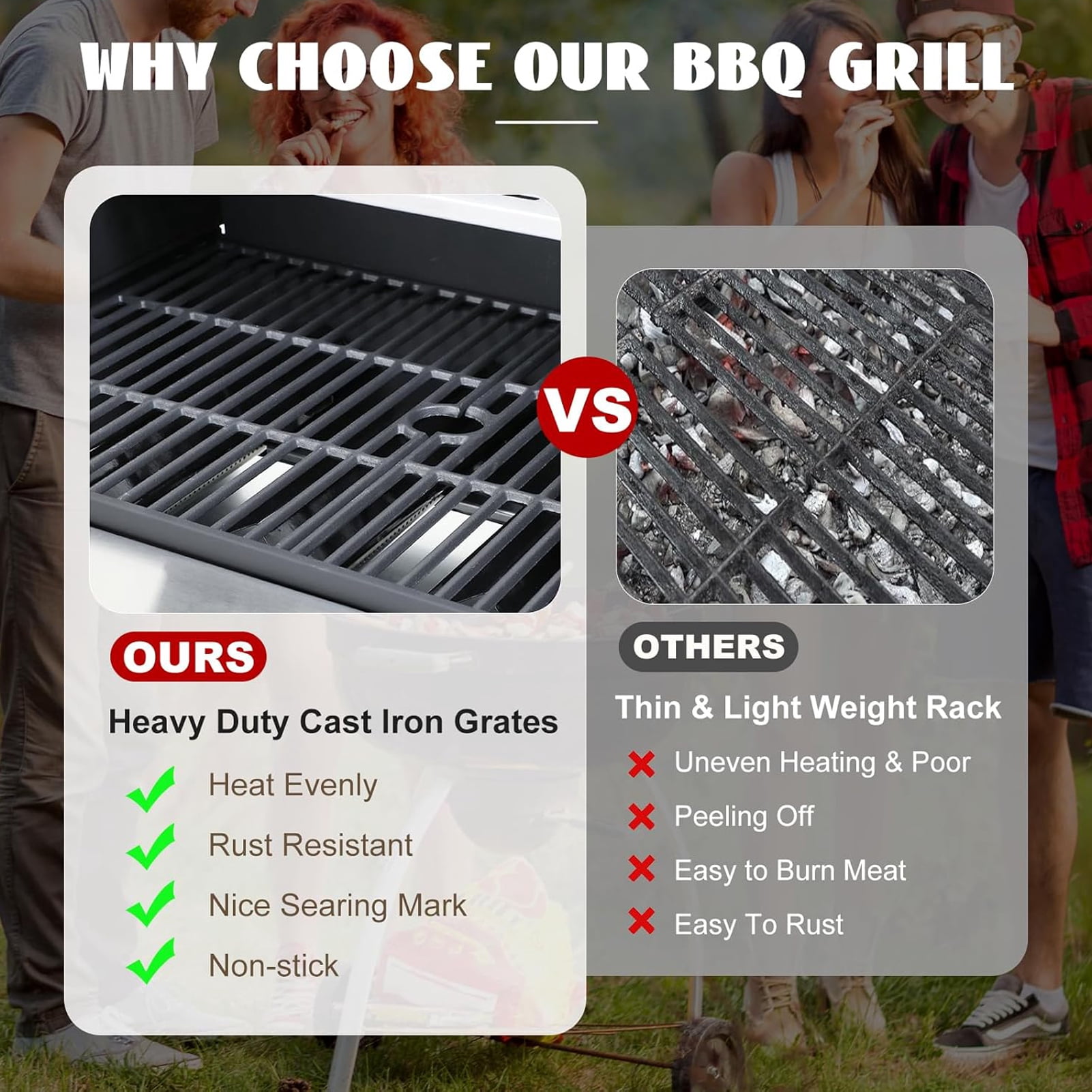 XXLYY 4-Burner Propane Gas Grill with Side Burner and Rain Cover, Stainless Steel Outdoor BBQ Grill (Black, 465 sq in) wrgyr