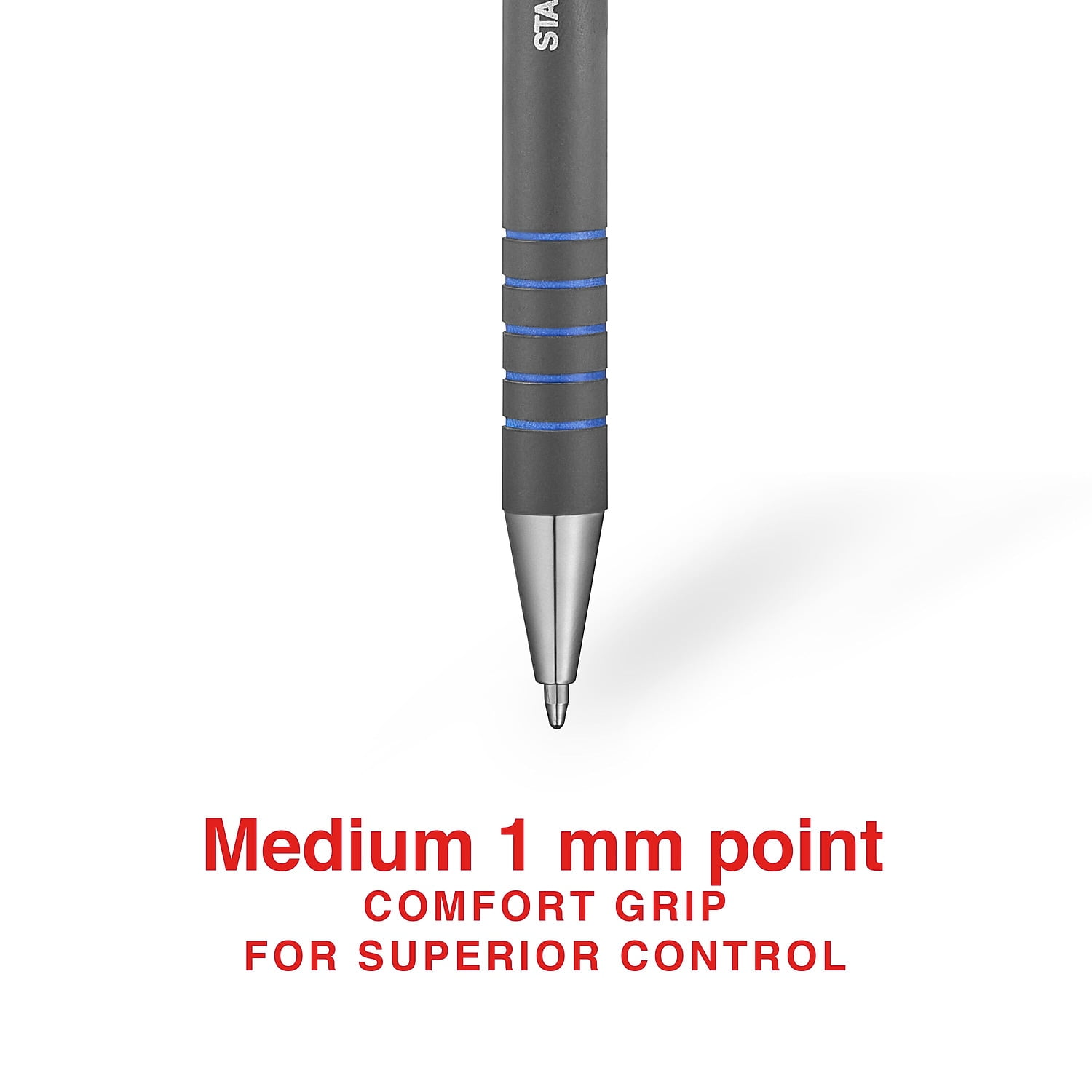 MyOfficeInnovations Postscript Retractable Ballpoint Pens, Smooth Writing Medium Point, Blue Ink (12 Pack) 2rtfm
