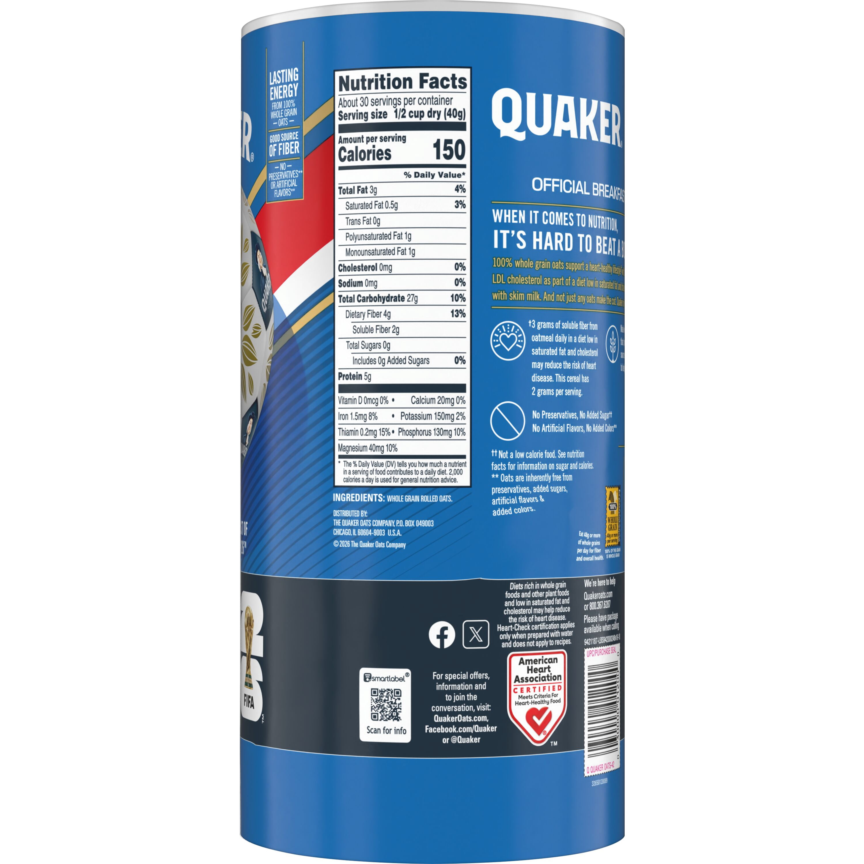 Quaker Quick 1-Minute Oats Whole Grain Breakfast Cereal (42 oz) yceg7