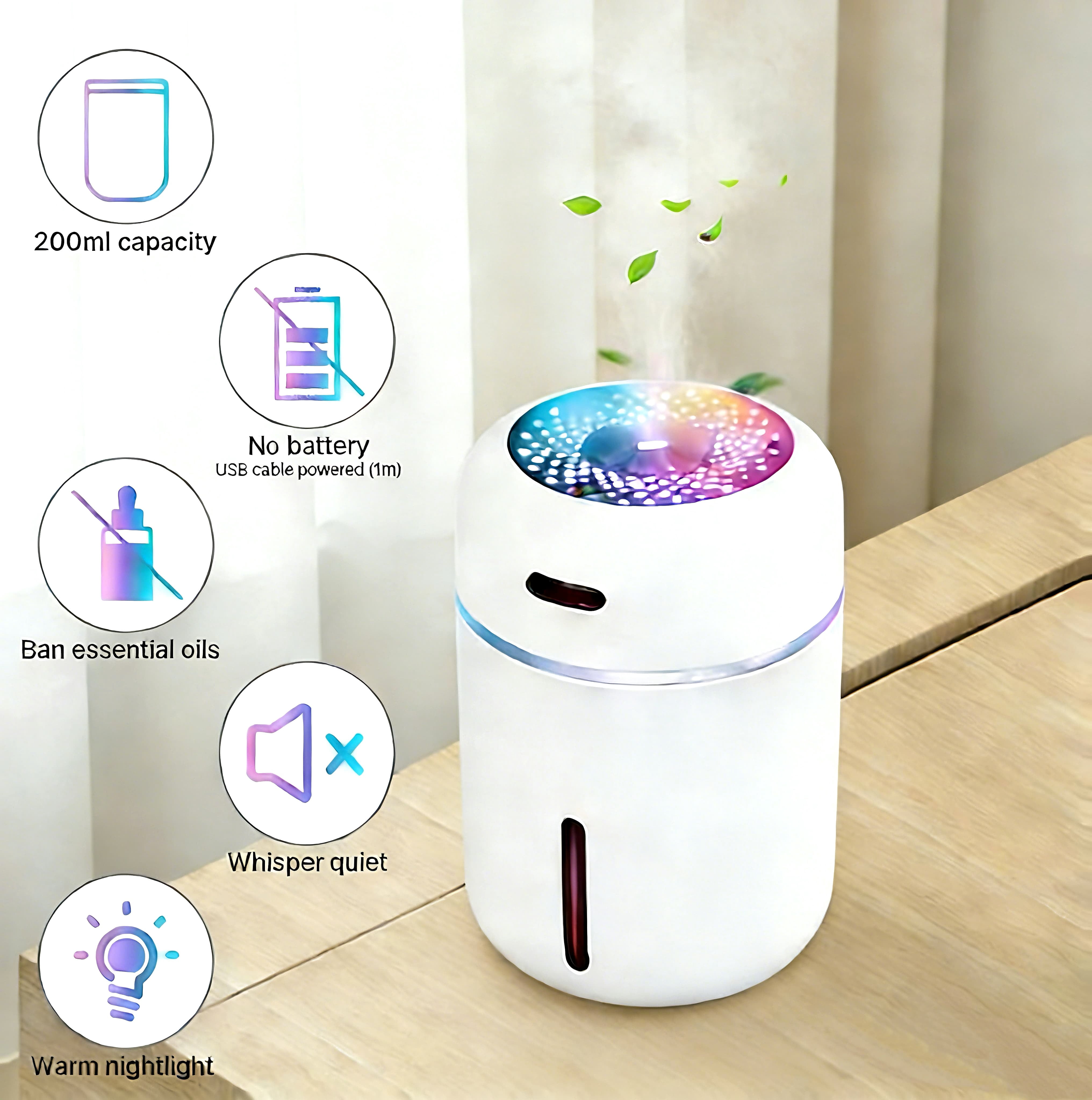 ZASTEVEOLGA Portable Mini Humidifier, Quiet Ultrasonic Cool Mist for Bedroom Office and Car (White, 6.76 fl oz) rghd2