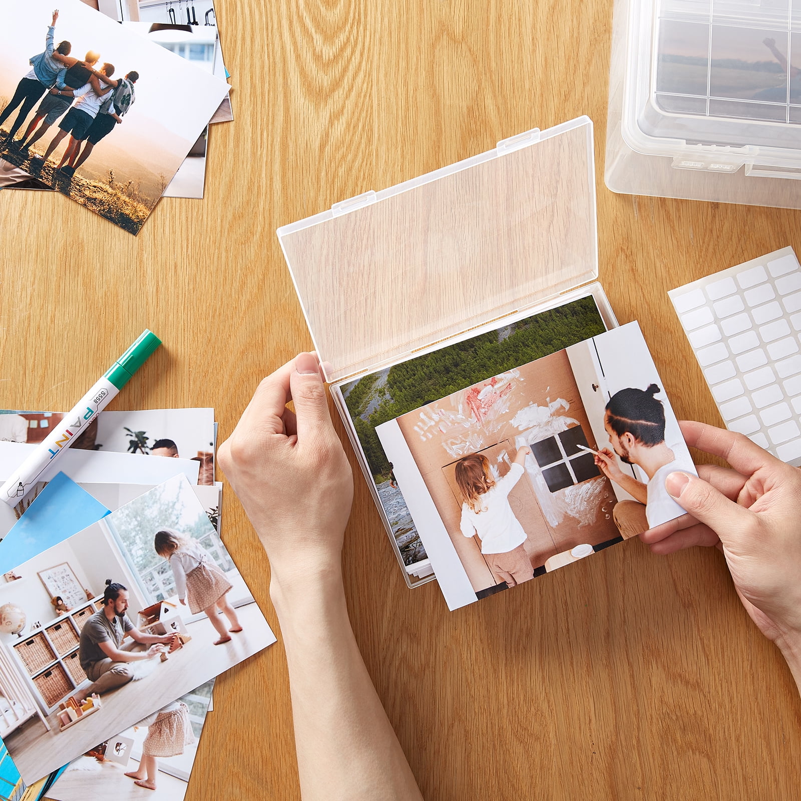 Lifewit Photo Storage Box Organizer Case (Clear, 9-Pack for 5x7 Photos) 5e6ks