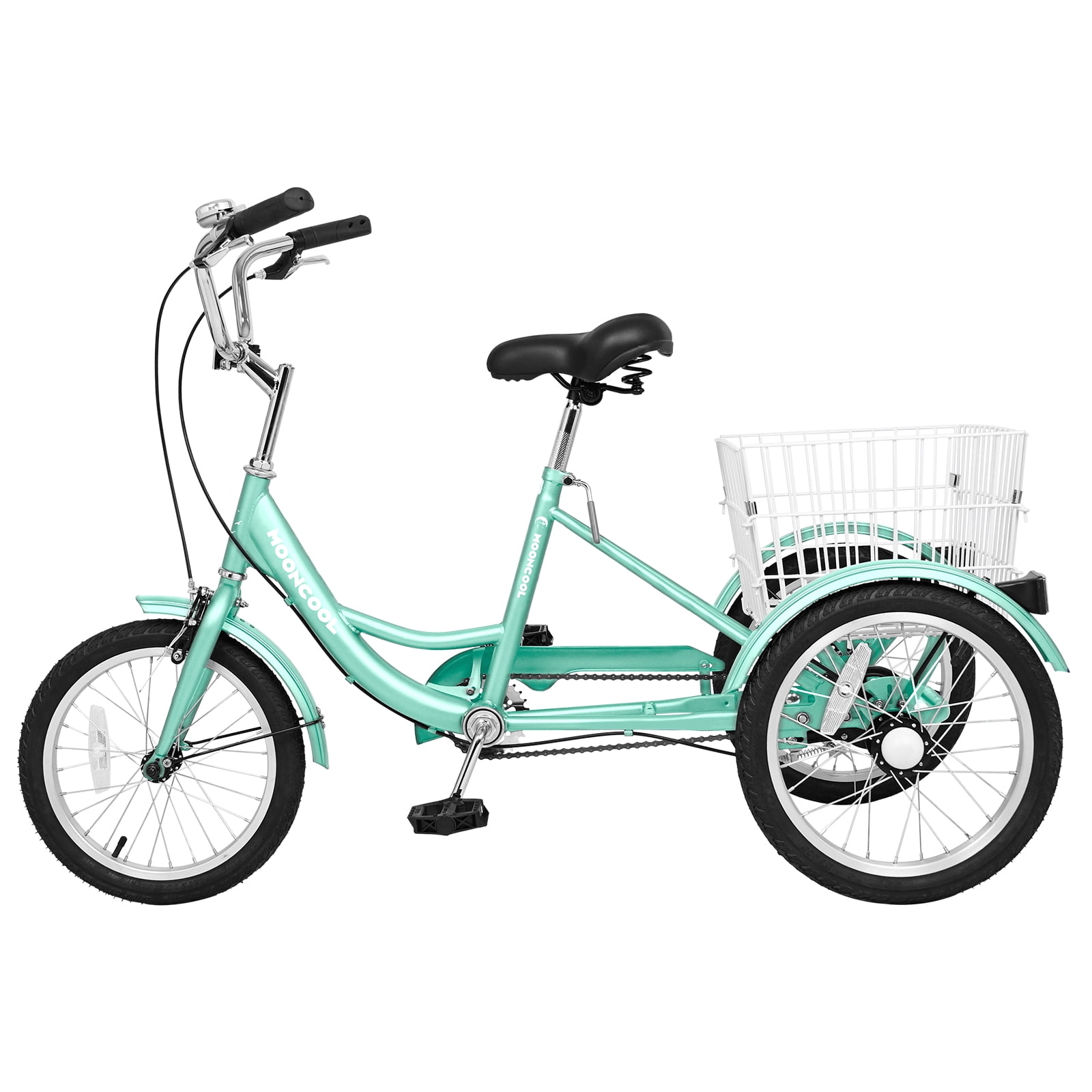 Lilypelle 3-Wheel Tricycle for Kids and Adults, Stable Cruiser Bike with Rear Storage Basket (Cyan, 16 in) yvct6