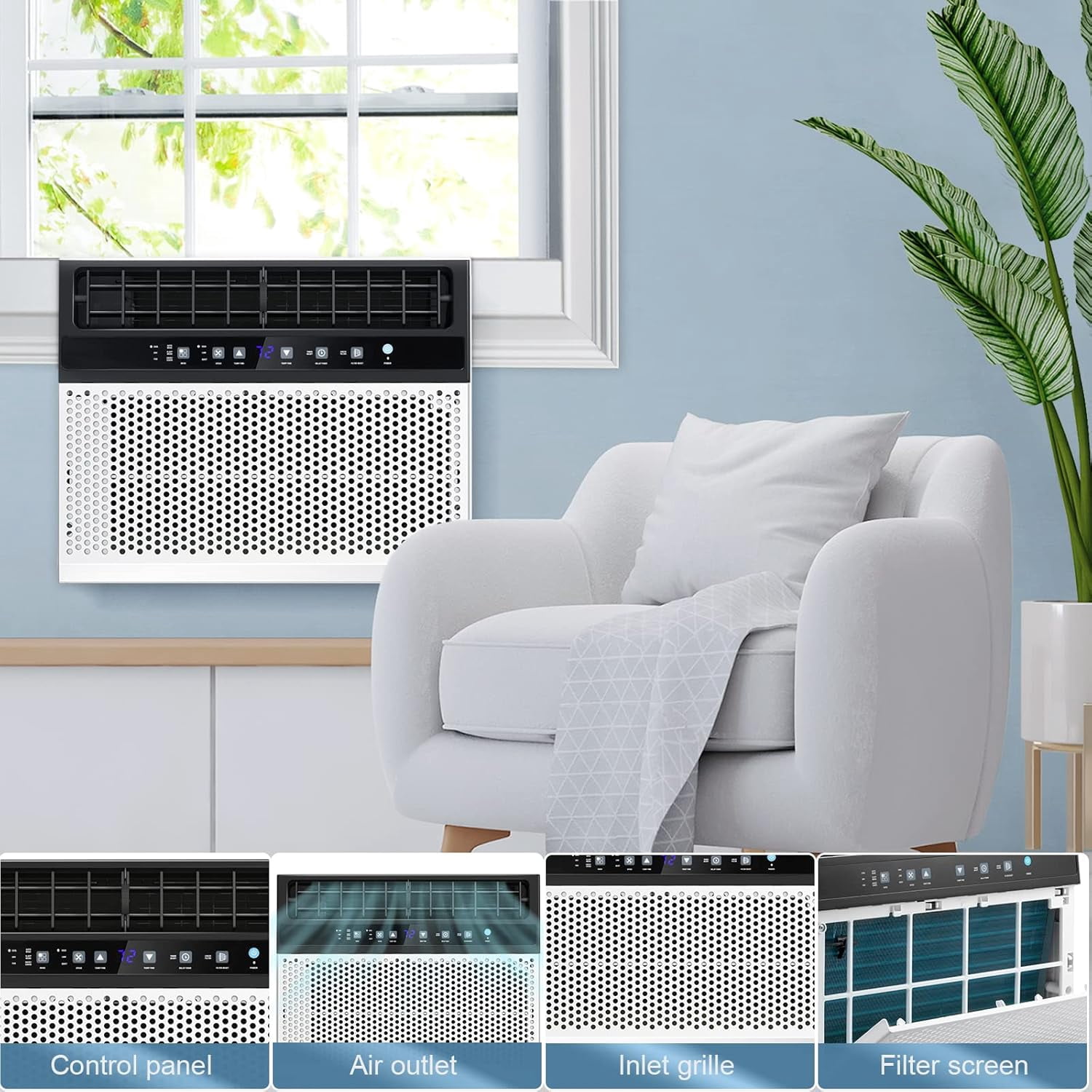 FREE VILLAGE 12,000 BTU U-Shaped Window Air Conditioner (Black, 550 Sq. Ft.) y28ks