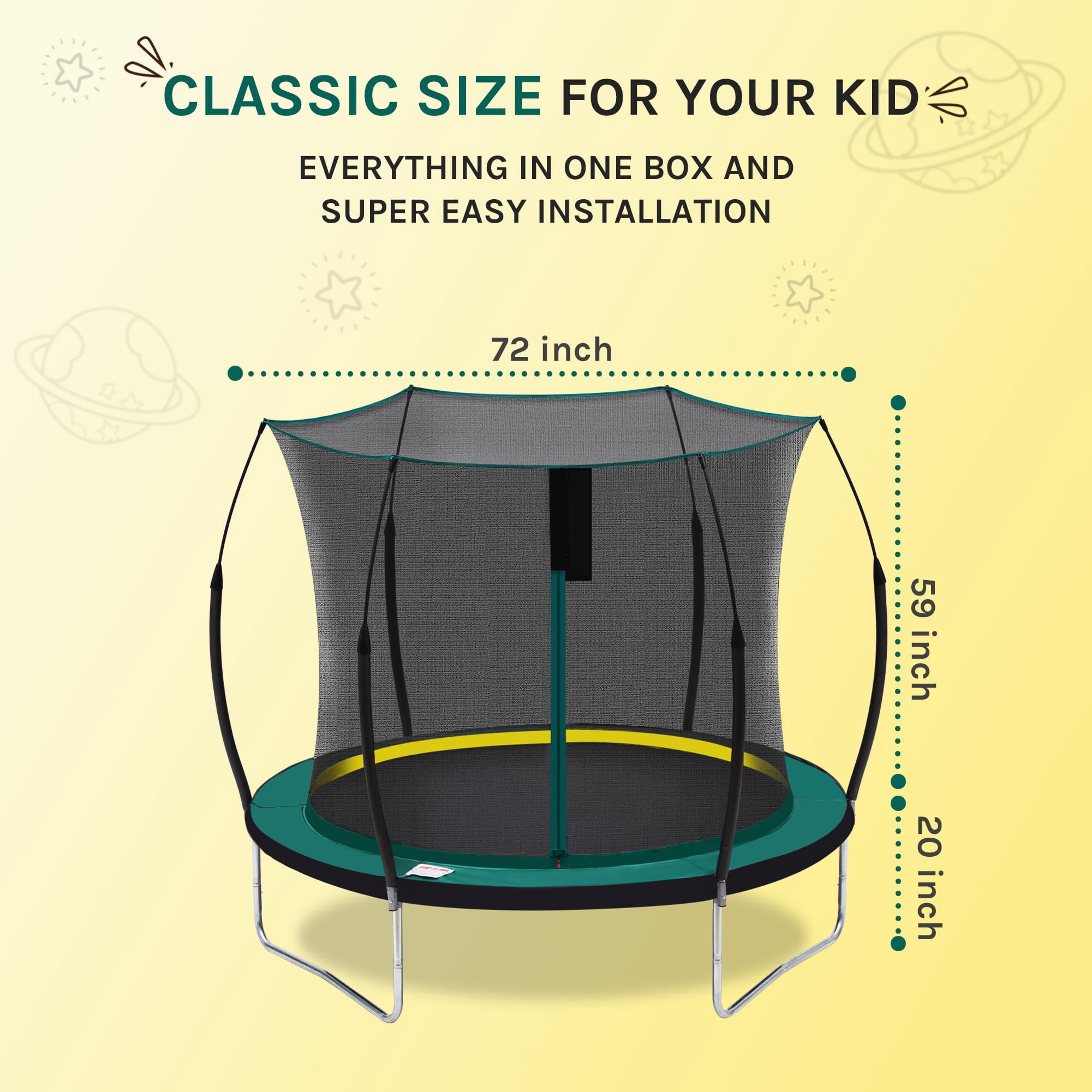 SkyBound Springless Outdoor Recreational Trampoline with Safety Enclosure (Green, 8 ft) n9e4p