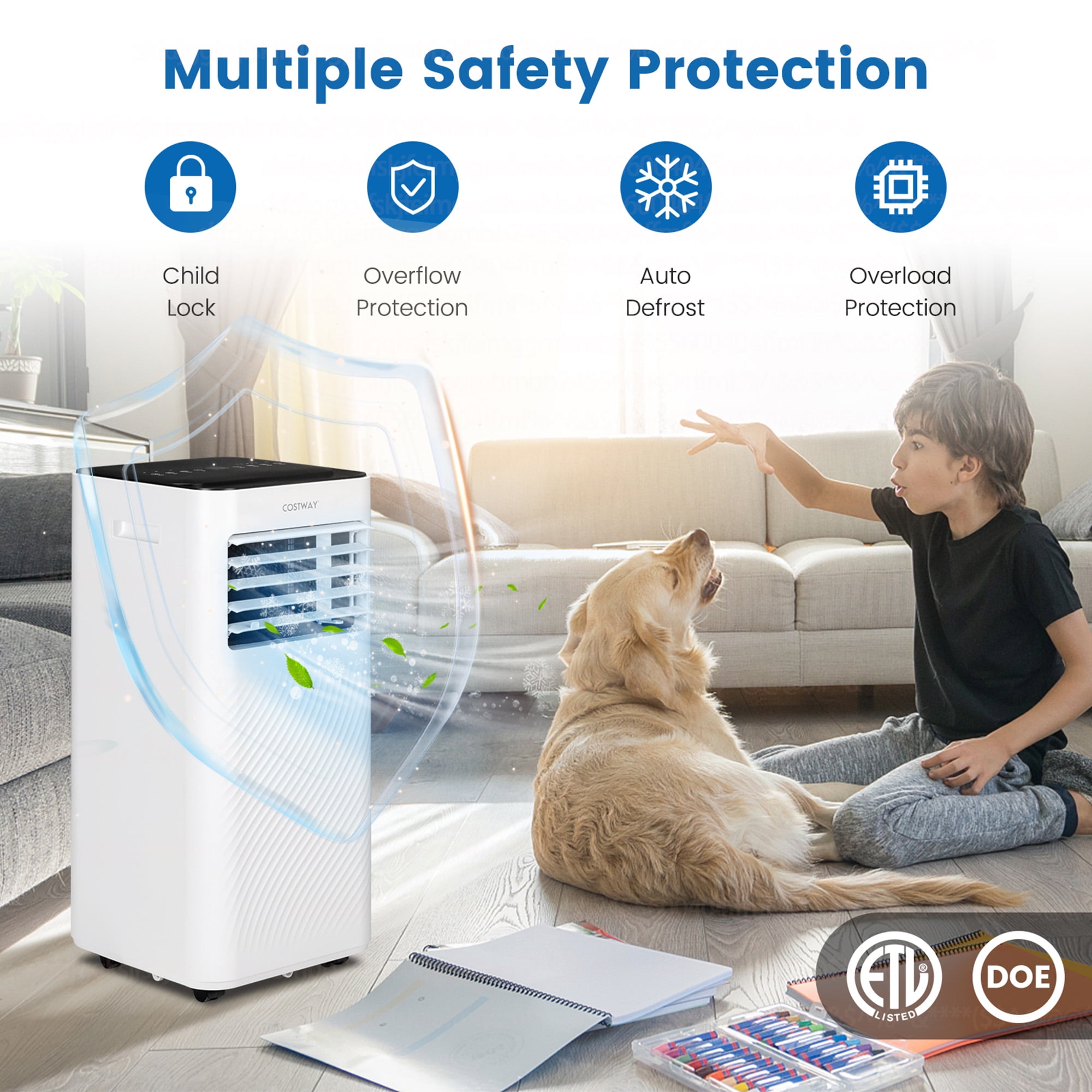 Costway Portable Air Conditioner 10000 BTU 4-in-1 Cooling Fan Dehumidifier with Remote Control (White, 350 sq.ft) gl0rg