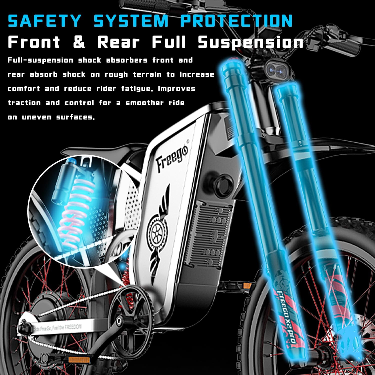FreeGo X2 Pro Electric Dirt Bike (6000W Motor, 60V 30Ah Battery, 50 MPH, 80 Mile Range) phbmm