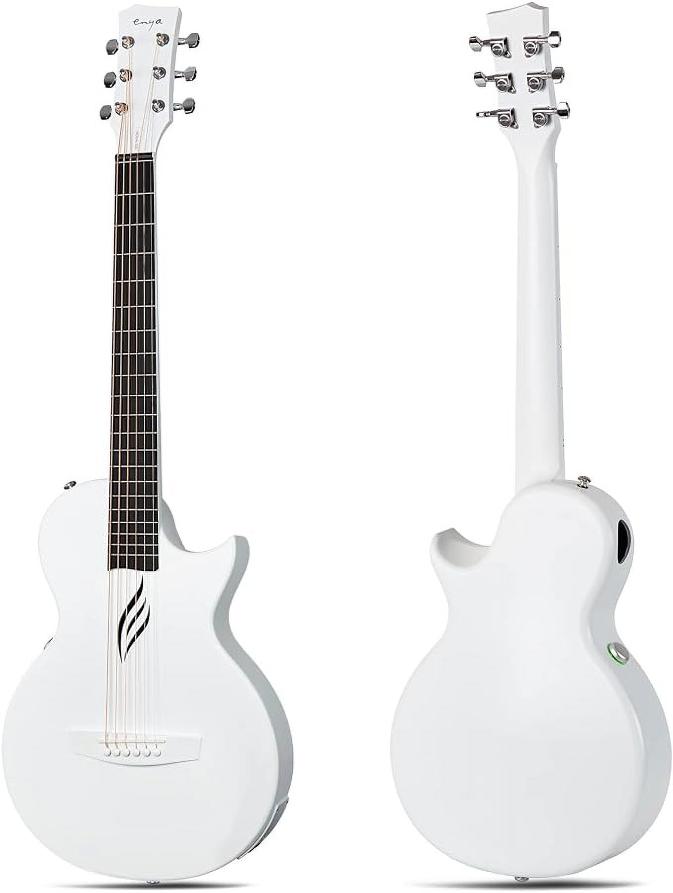 Enya Music NOVA Go SP1 Carbon Fiber Acoustic Electric Guitar with Smart AcousticPlus (White, 35 in) axg6s