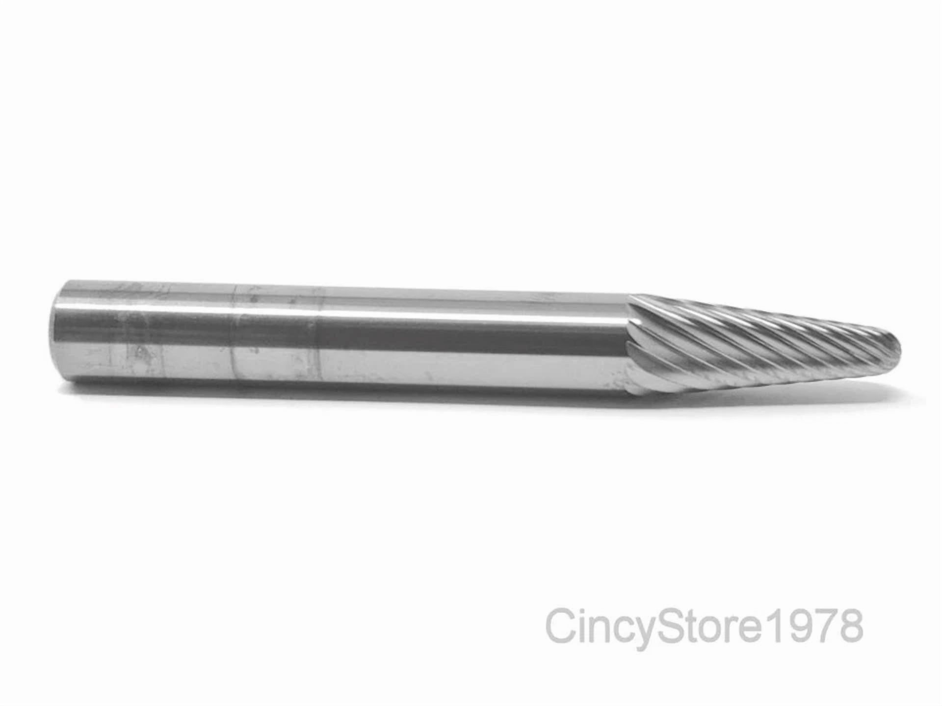 KLYNE Sl1S 14 Degree Taper Radius Carbide Burr Die Grinder Bit (1/4 in Shank) jv6qs