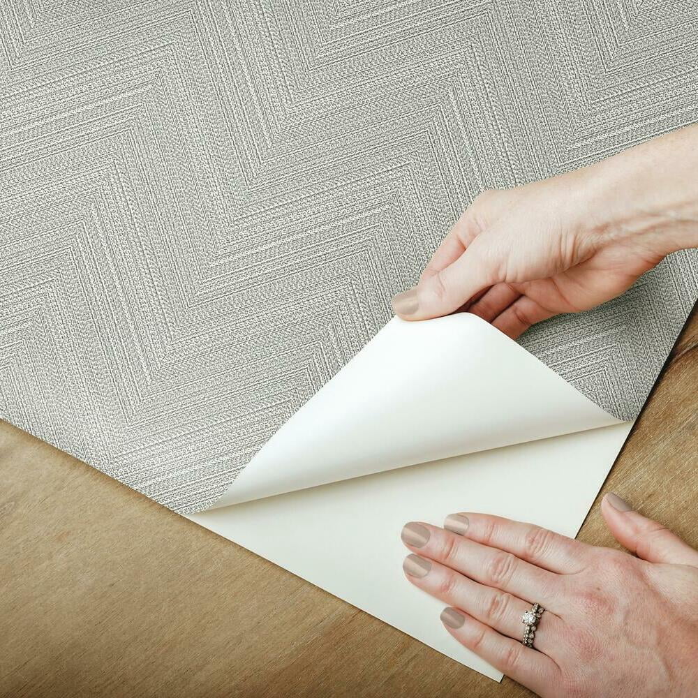 RoomMates Herringbone Weave Peel and Stick Wallpaper (Beige, 28.29 sq ft) 0rw7g