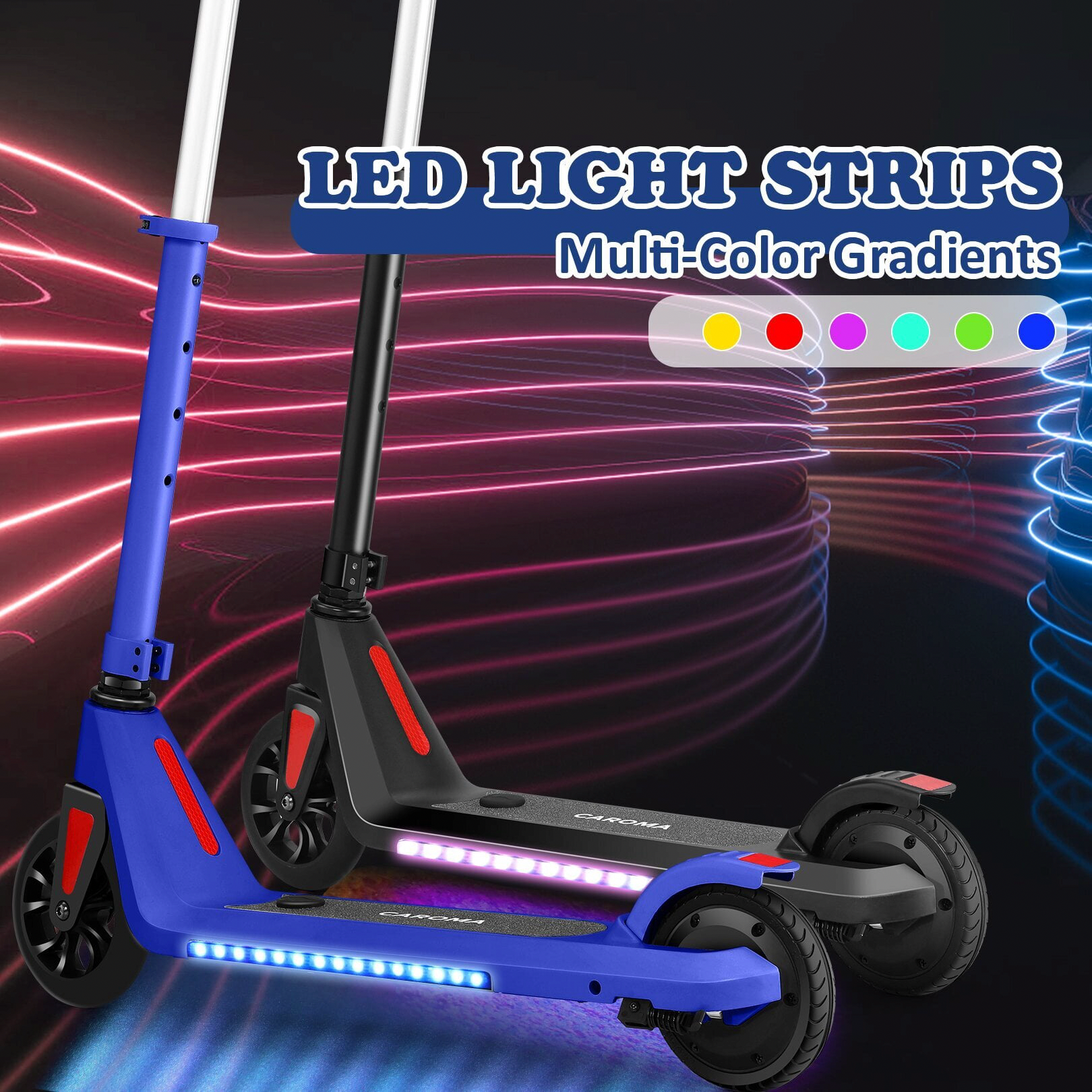 Caroma Electric Scooter for Adults, Foldable Commuting E-Scooter with Cruise Control and Dual Braking System (Blue, 6.5 in) 6wyf1