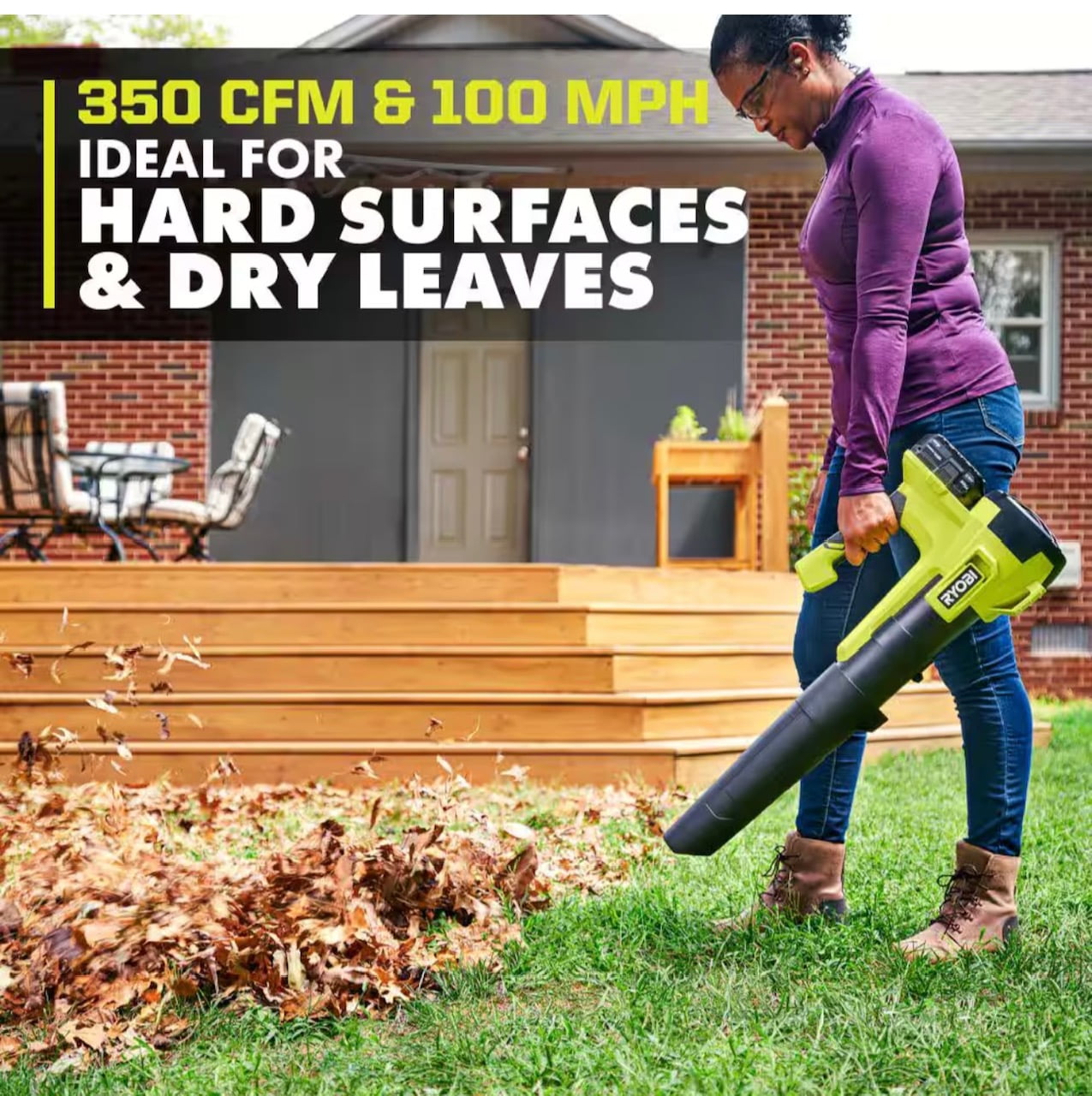 Ryobi ONE+ 18V Cordless Leaf Blower, High-Performance Airflow (100 MPH, 350 CFM) 2zgh2