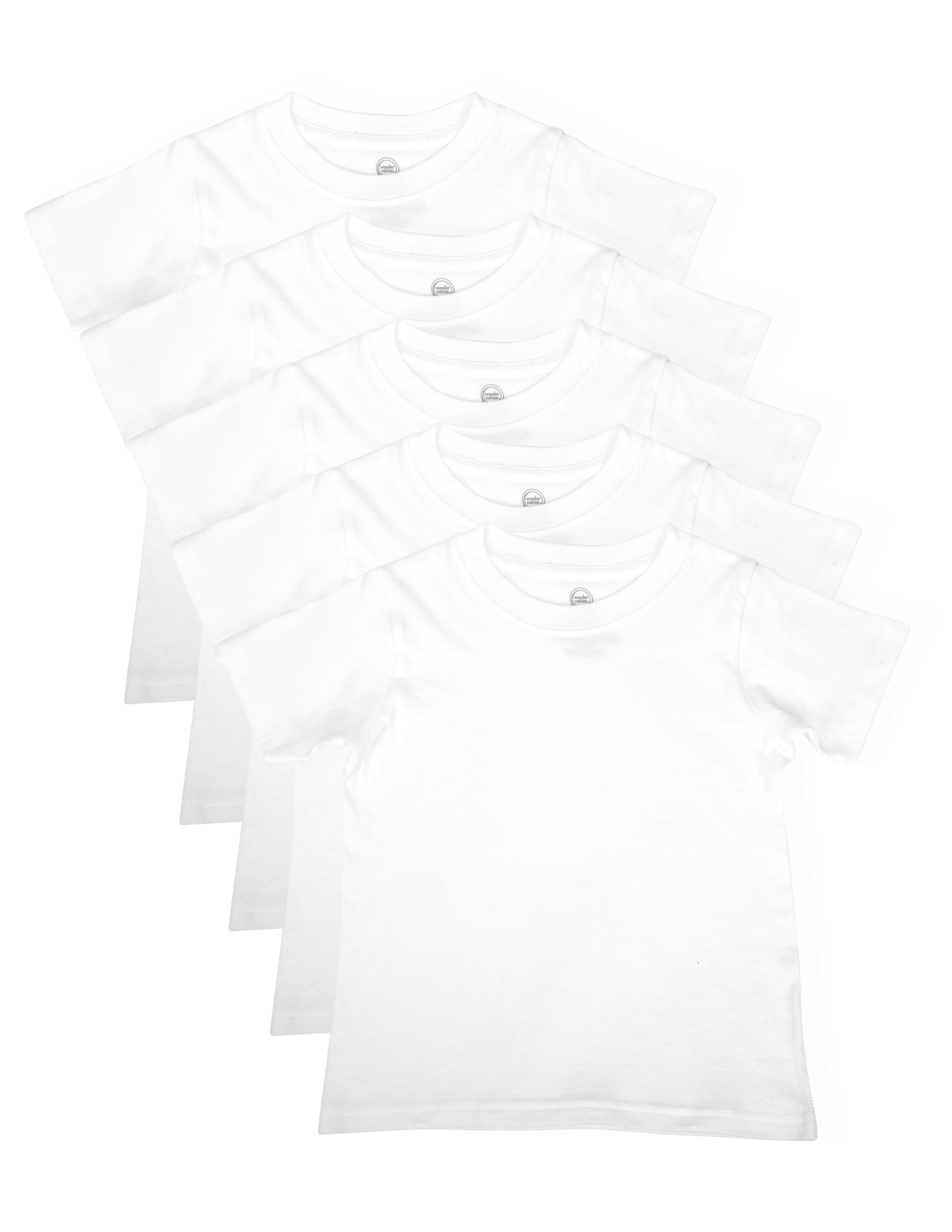 Wonder Nation Boys Cotton Crewneck Undershirt (White, 5-Pack) cjpdh
