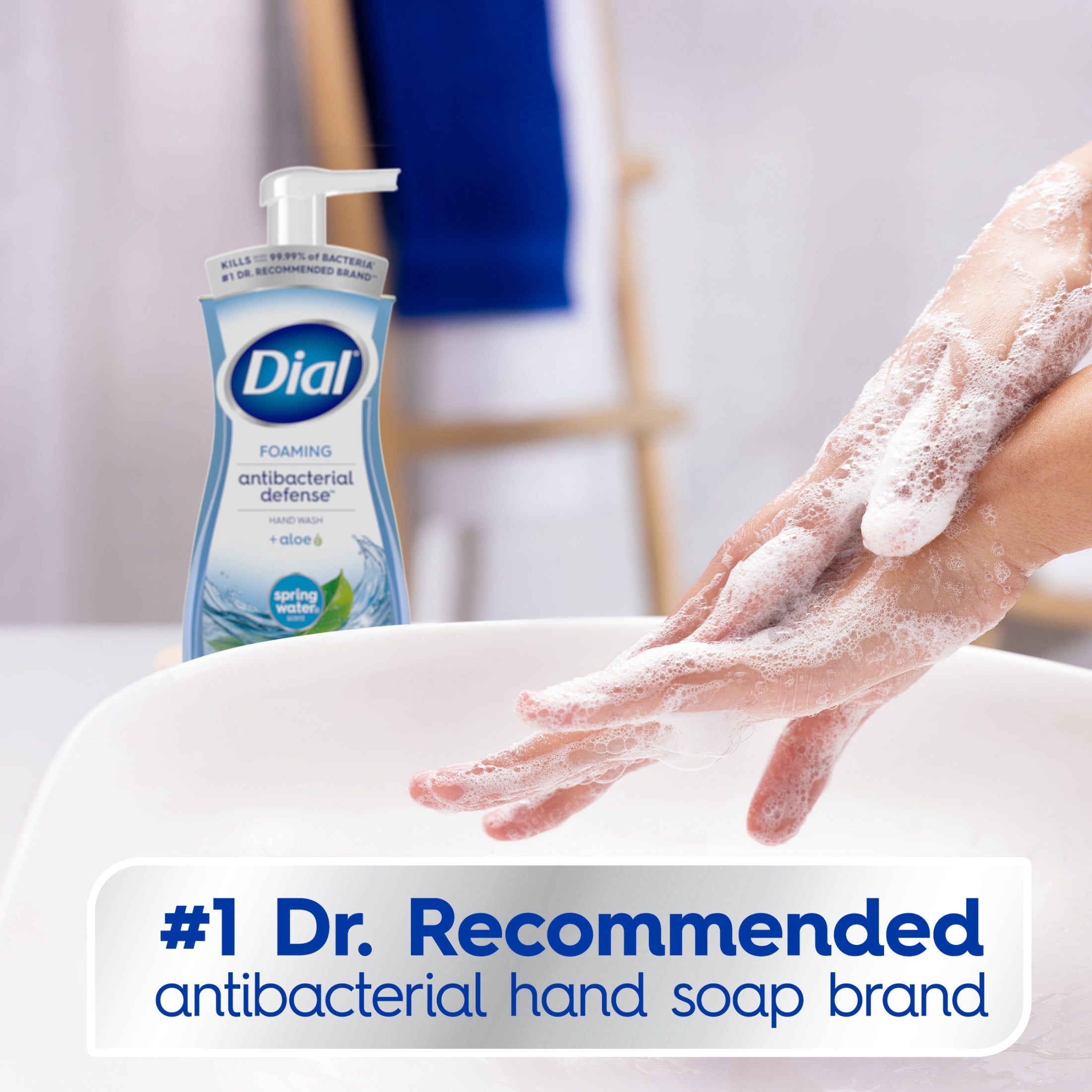 Dial Antibacterial Foaming Hand Soap, Spring Water Scent, Moisturizing Formula (7.5 fl oz) 6vh9f