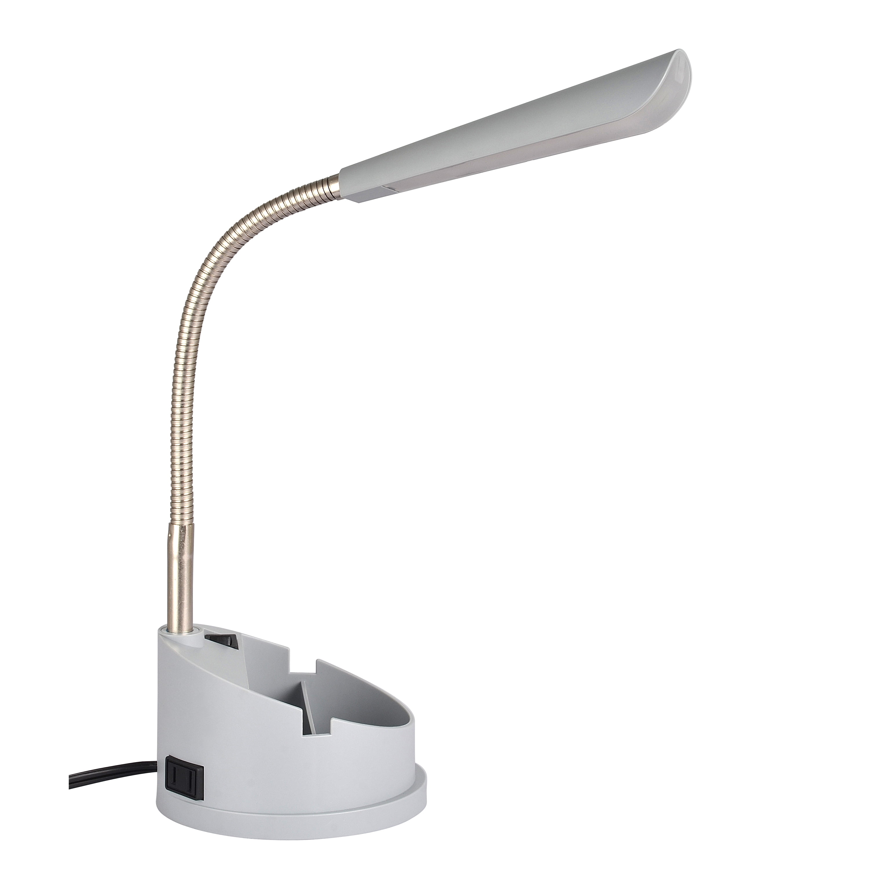 Mainstays LED Gooseneck Desk Lamp with Integrated Power Outlet (Gray, 16.25 in) lw4ul