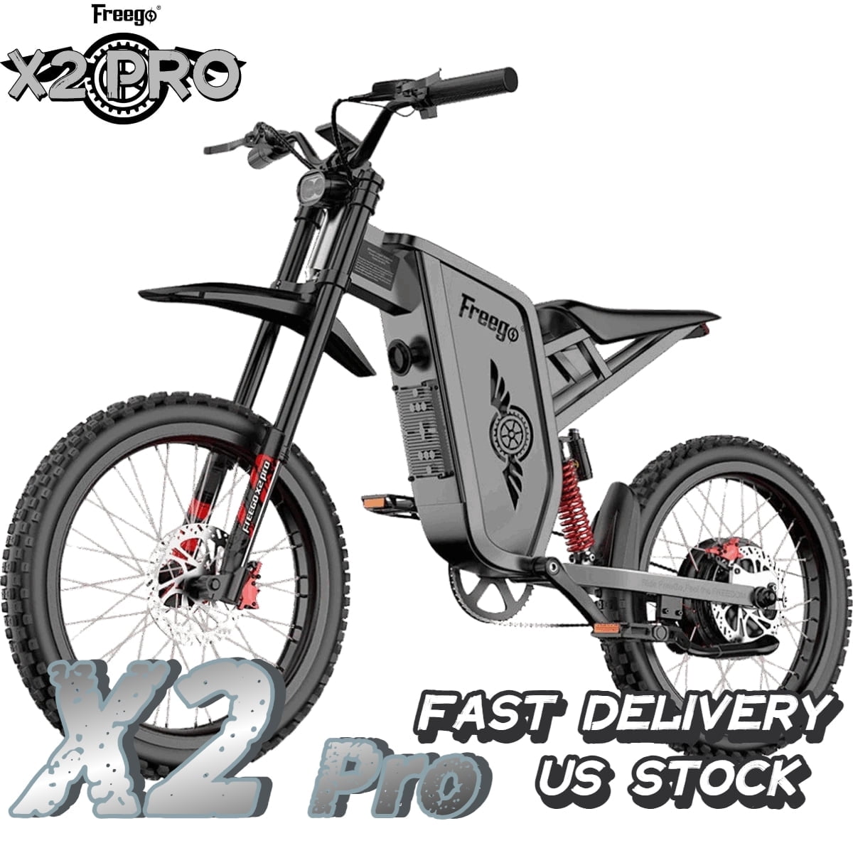 FreeGo X2 Pro Electric Dirt Bike (6000W Motor, 60V 30Ah Battery, 50 MPH, 80 Mile Range) phbmm