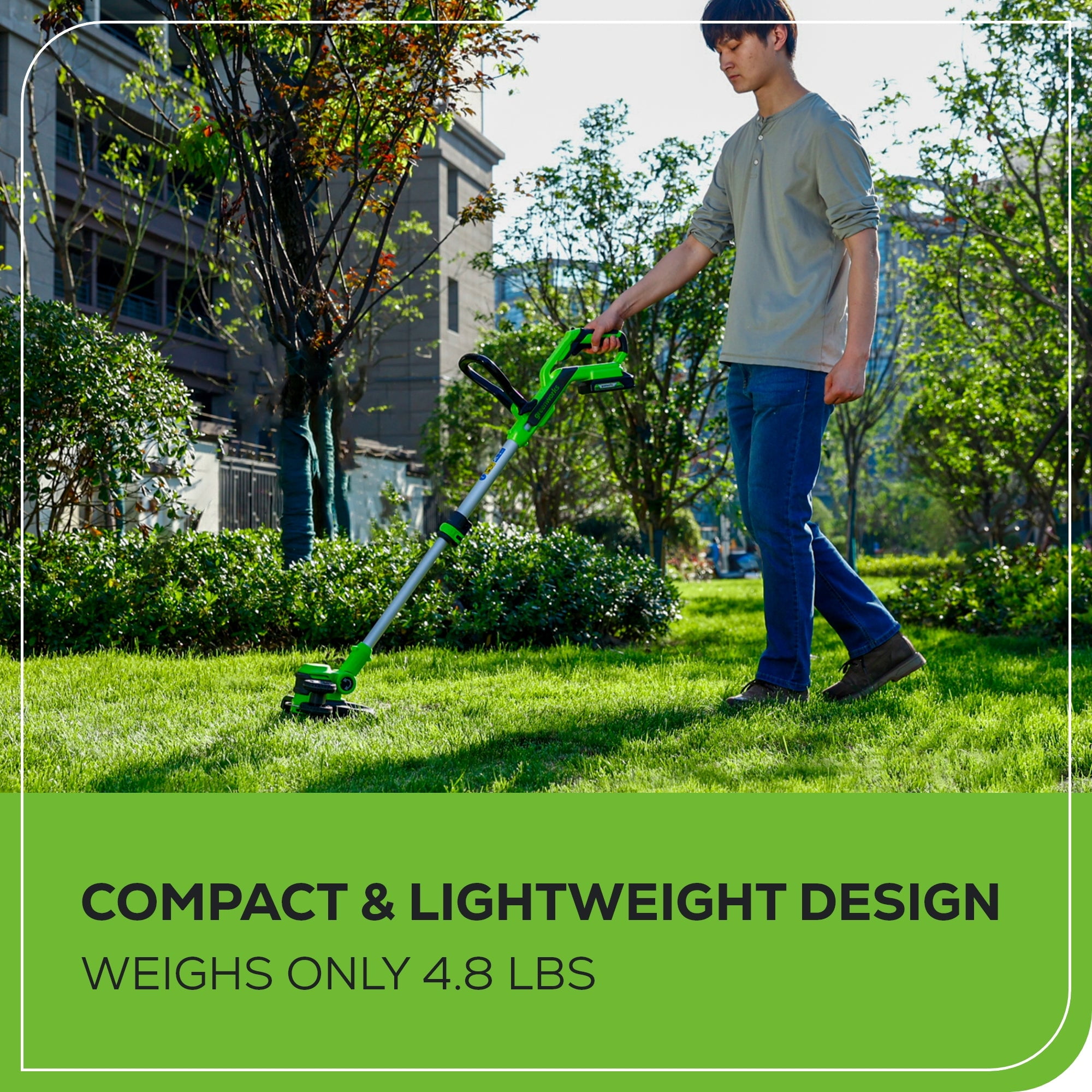 Greenworks 40V 20 in Cordless Battery Push Lawn Mower 3-Piece Combo Kit with Blower and String Trimmer (Green, 1-5.0Ah Battery and 1-2.0Ah Battery) l2ujw
