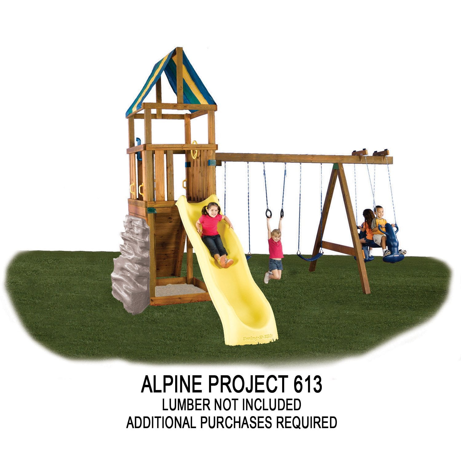 Swing-N-Slide Alpine Swing Set Hardware Kit (Green, 18.5 ft L x 13 ft W x 11 ft H) jwxex