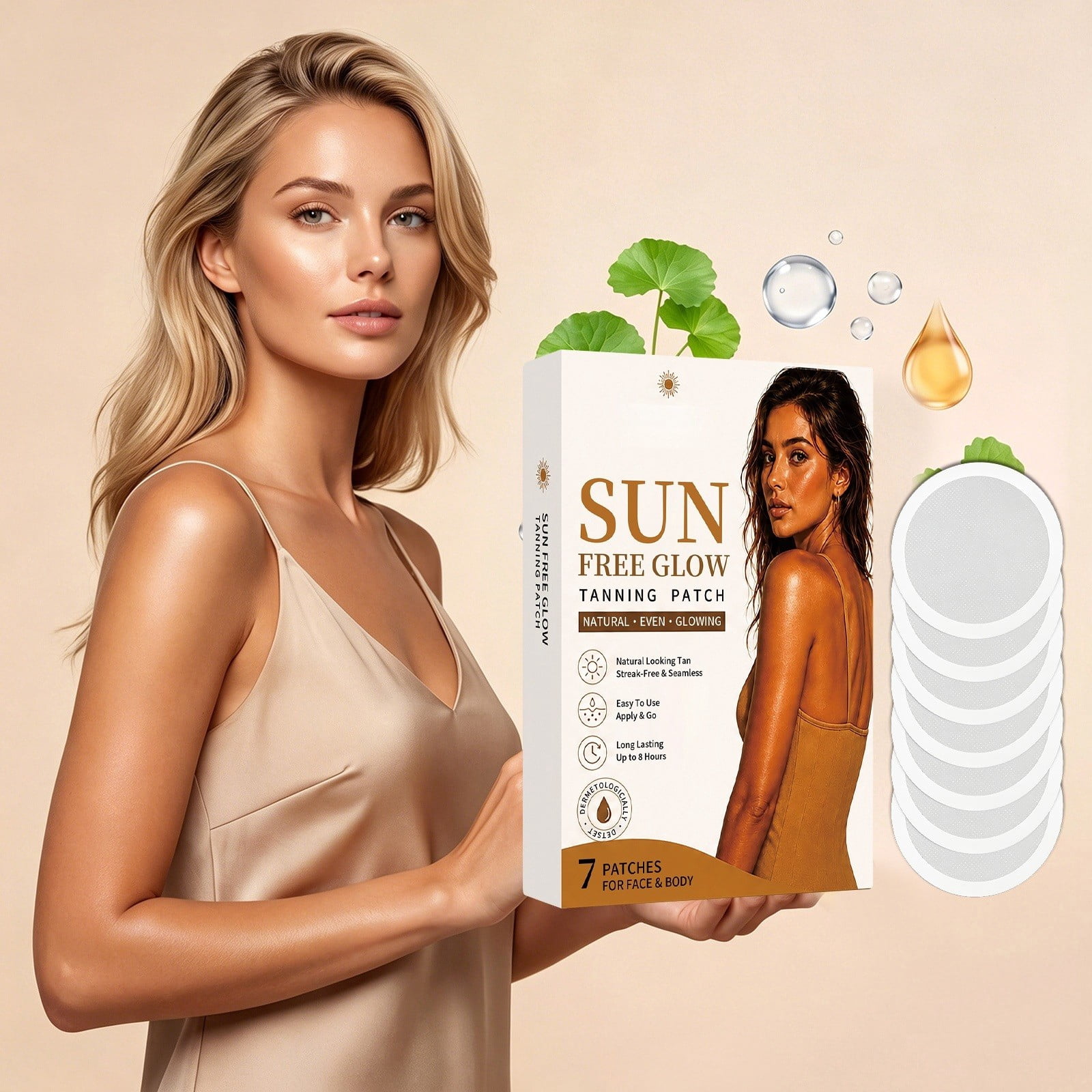 SZBAOAN Transdermal Self-Tanning Patches (Natural Bronze Glow, 7-Pack) q5mp2