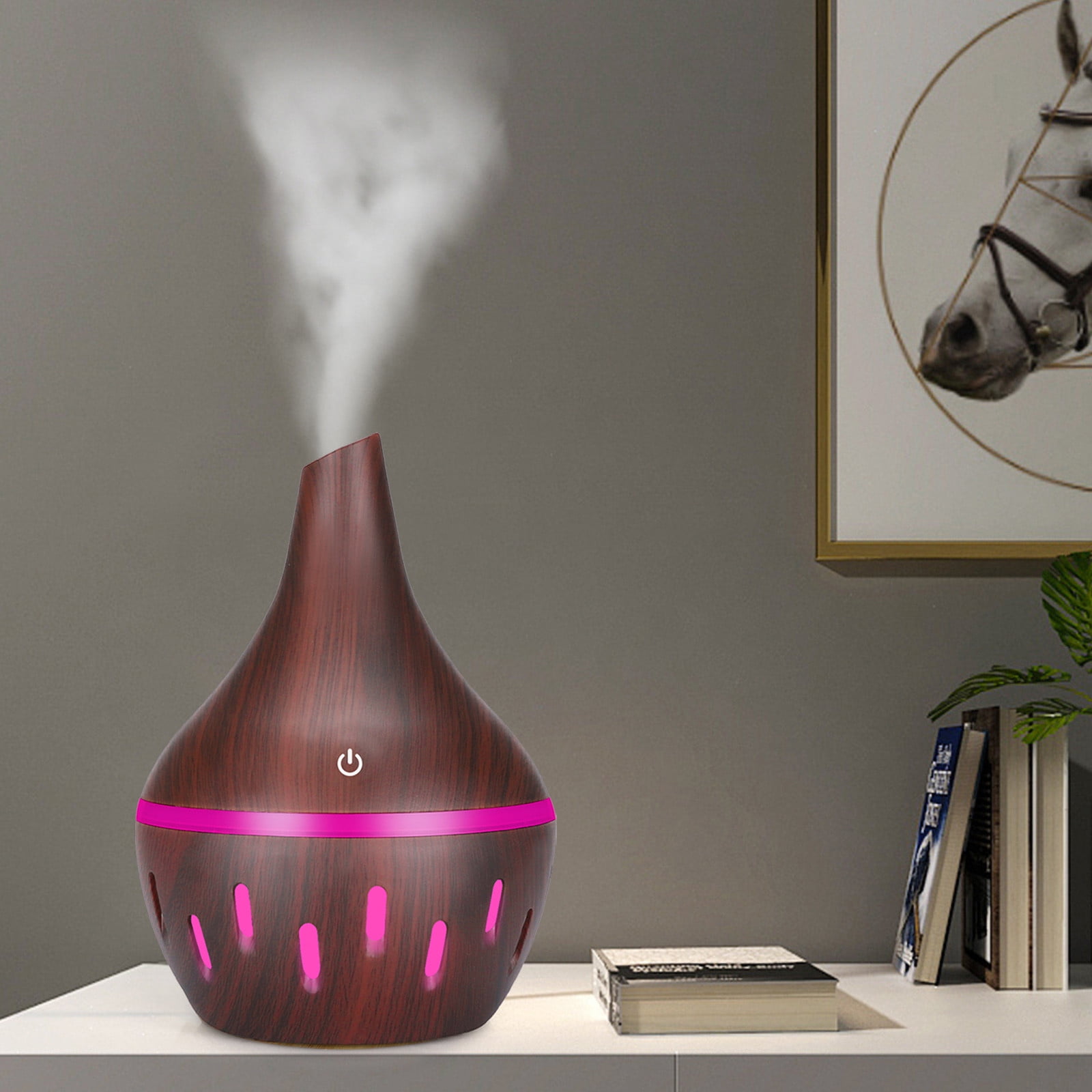 Hnowkn Aromatherapy Essential Oil Diffuser, Wood Grain Ultrasonic Humidifier with 7 Color LED Lights (10.14 fl oz) rjr60
