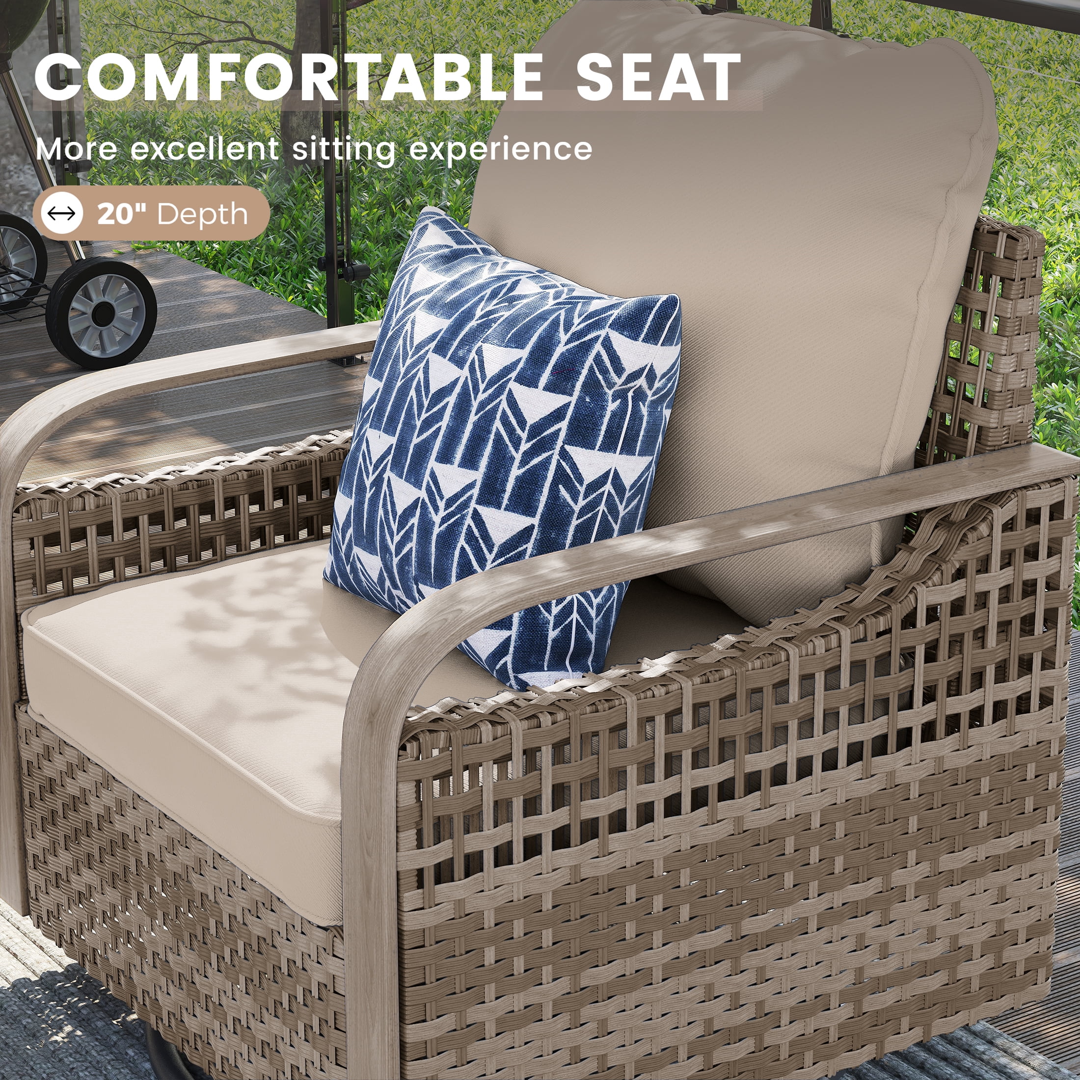 Poteban Outdoor Patio Wicker Furniture Set (Beige, 6-Piece Set) 255q0