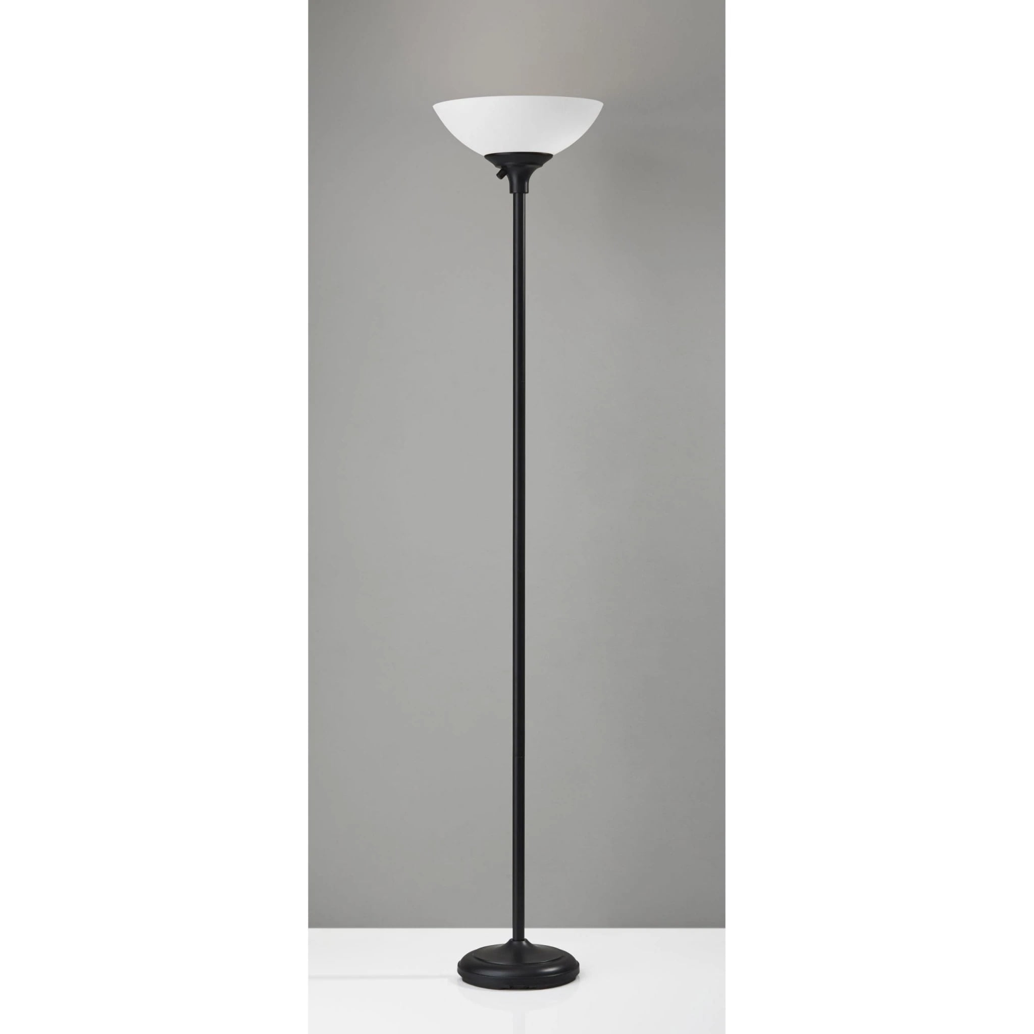 HomeRoots Torchiere Floor Lamp, Tailored Satin Steel Metal Finish with White Shade (71 in Height) 7zxfg