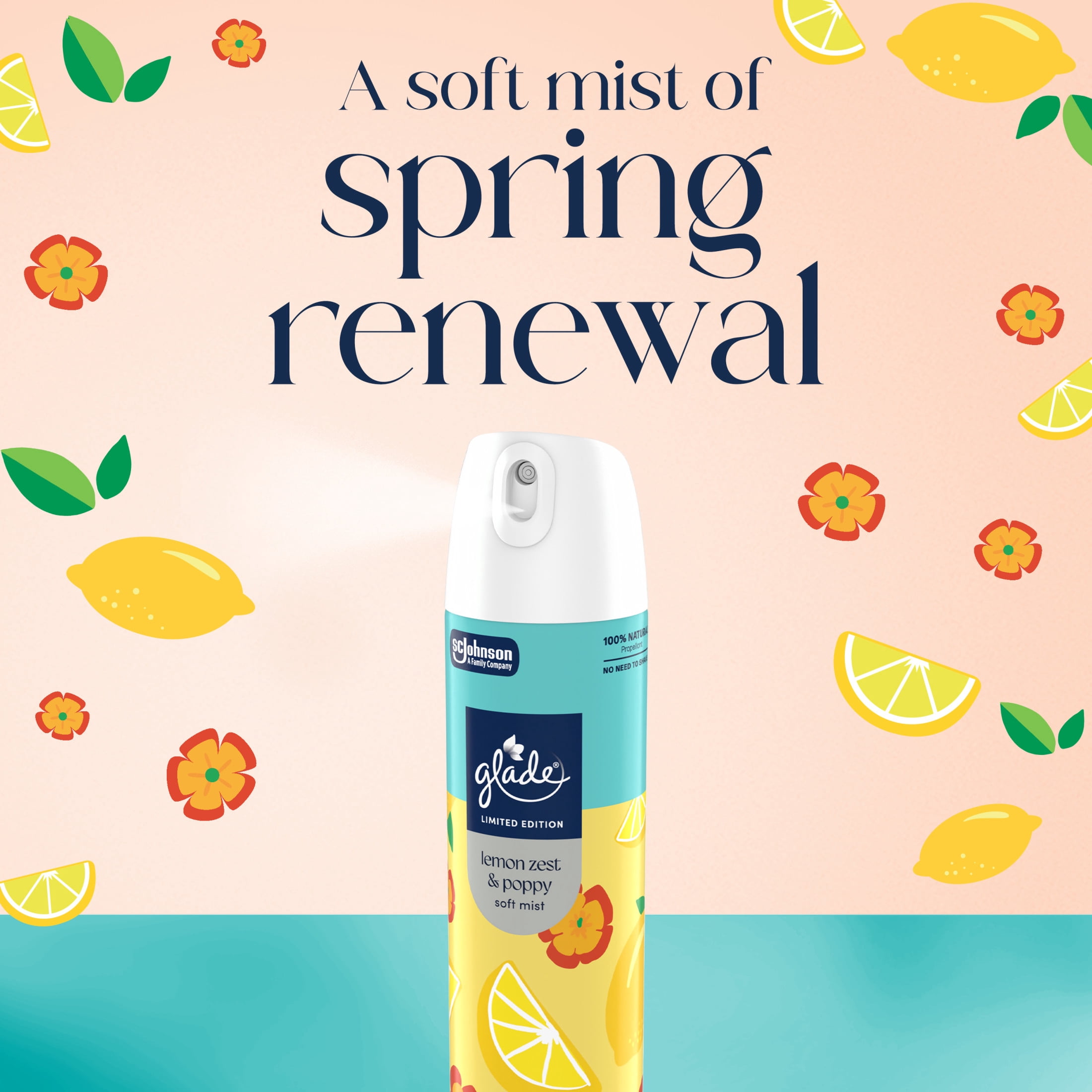 Glade Odor Fighting Soft Mist Air Freshener Room Spray, Lemon Zest & Poppy (7.3 oz) jiulz