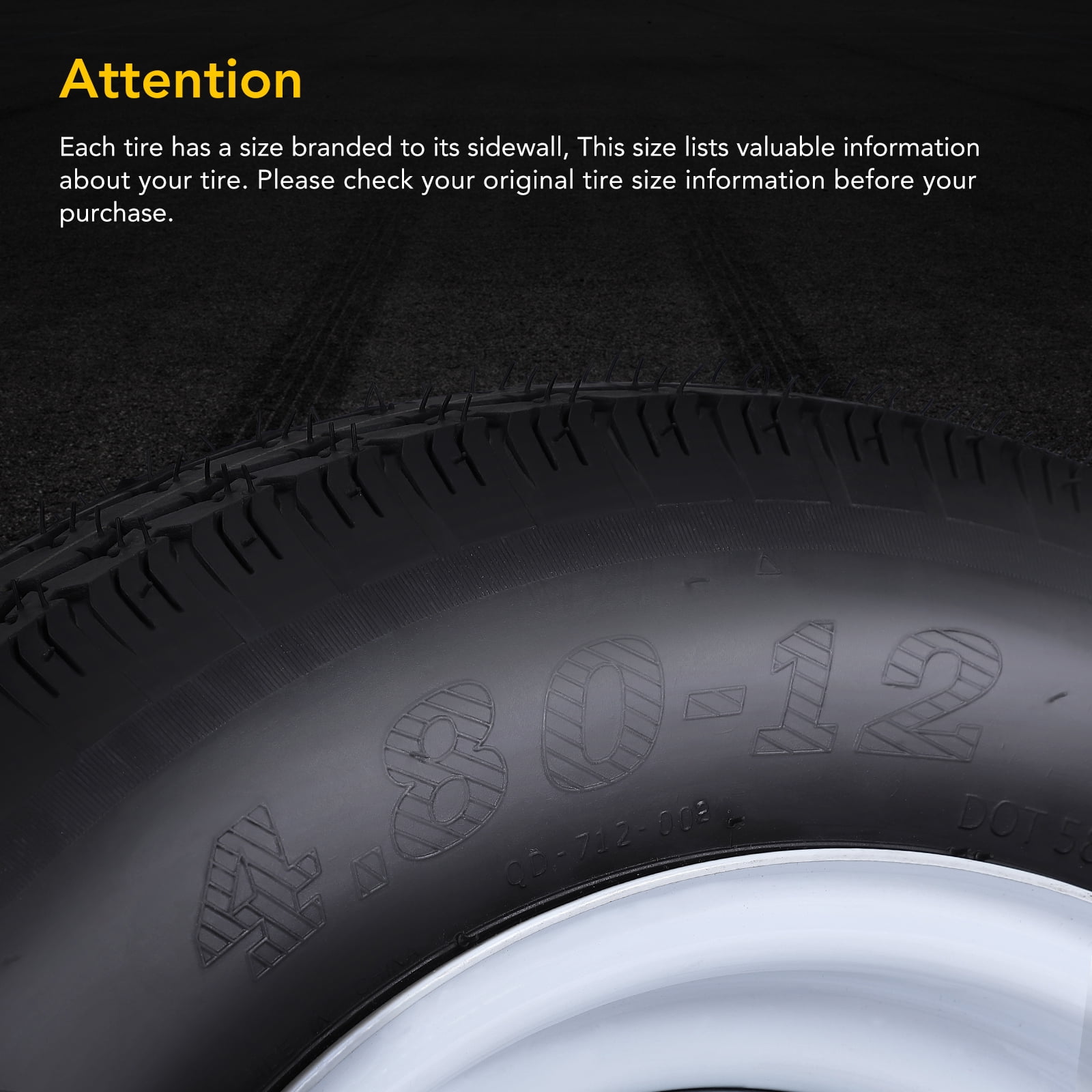 Telyswee 4.80-12 Trailer Tire and Rim Assembly (5 Lug on 4.5 in, Load Range C, 6PR, Set of 2) x3v6h