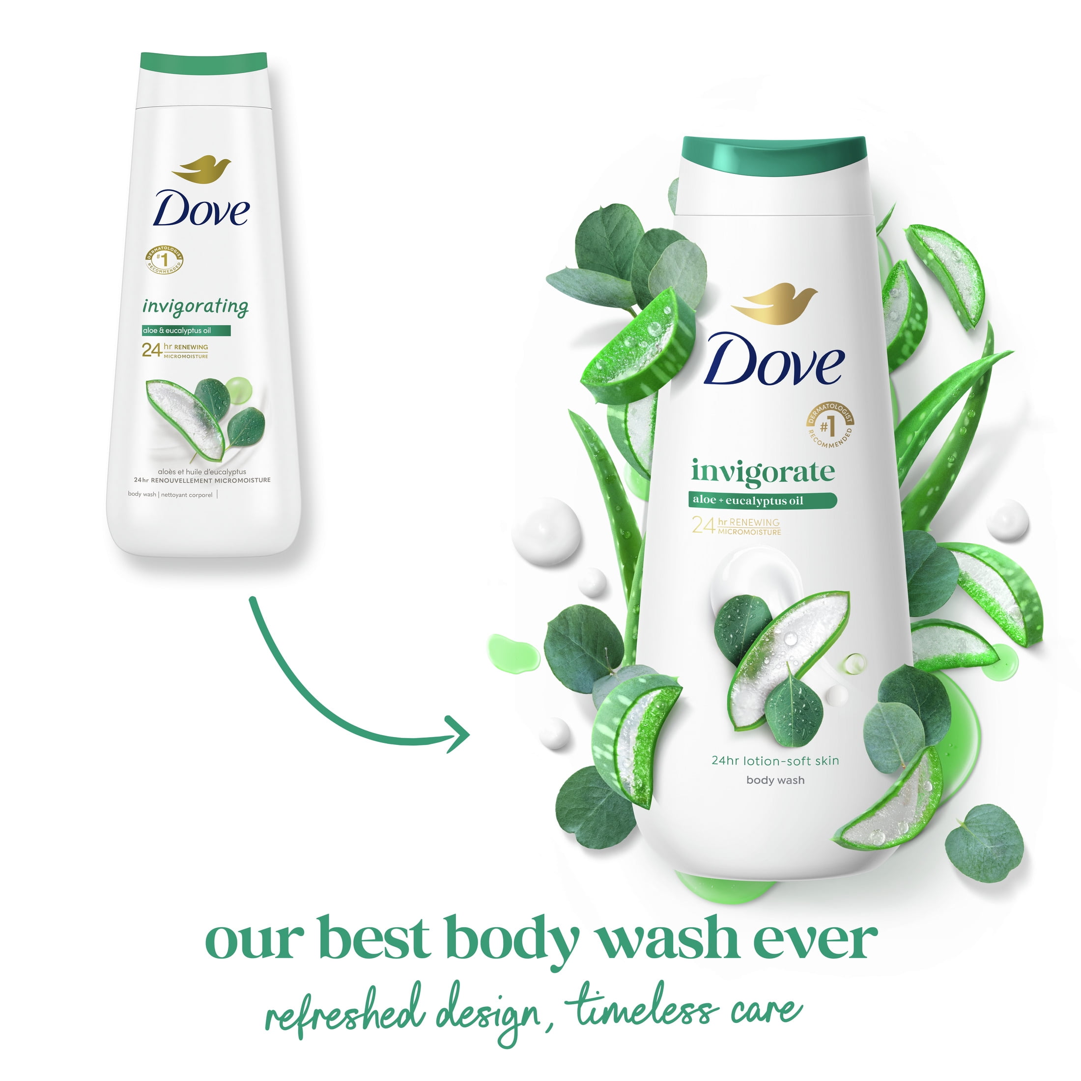 Dove Invigorating Body Wash with Aloe and Eucalyptus, Moisturizing Skin Cleanser (20 oz) wq416