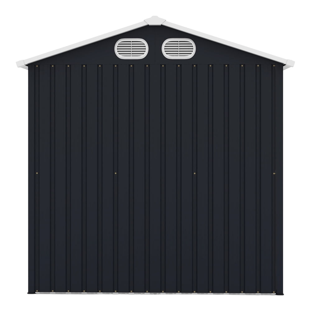Generic Metal Storage Shed Outdoor Garden Tool House with Lockable Doors and Air Vents (Grey, 8x6 ft) nbo5r