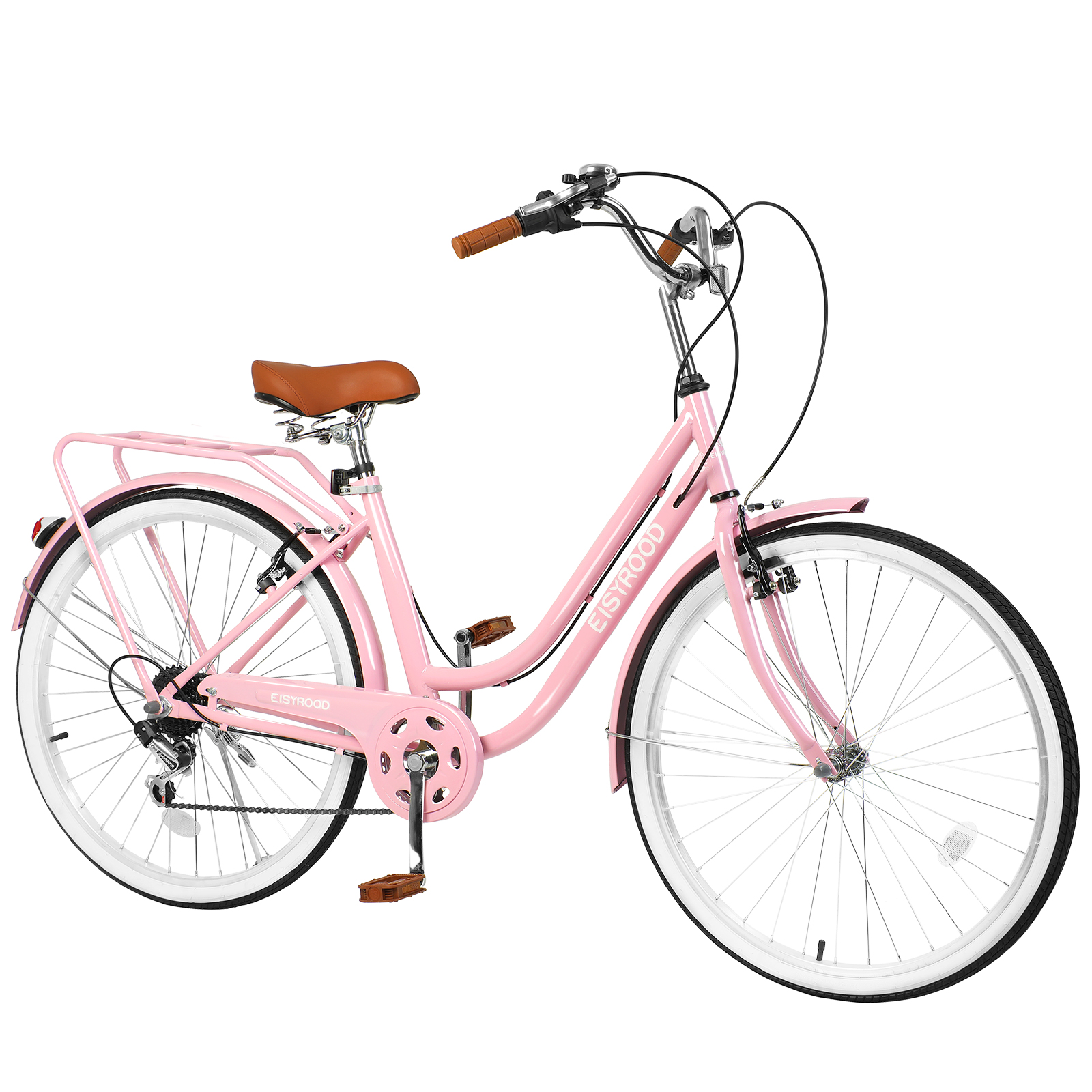 Gaonala 26 Inch Beach Cruiser Bike for Women, Comfort Saddle with Basket (Pink, 26 in) m80j2