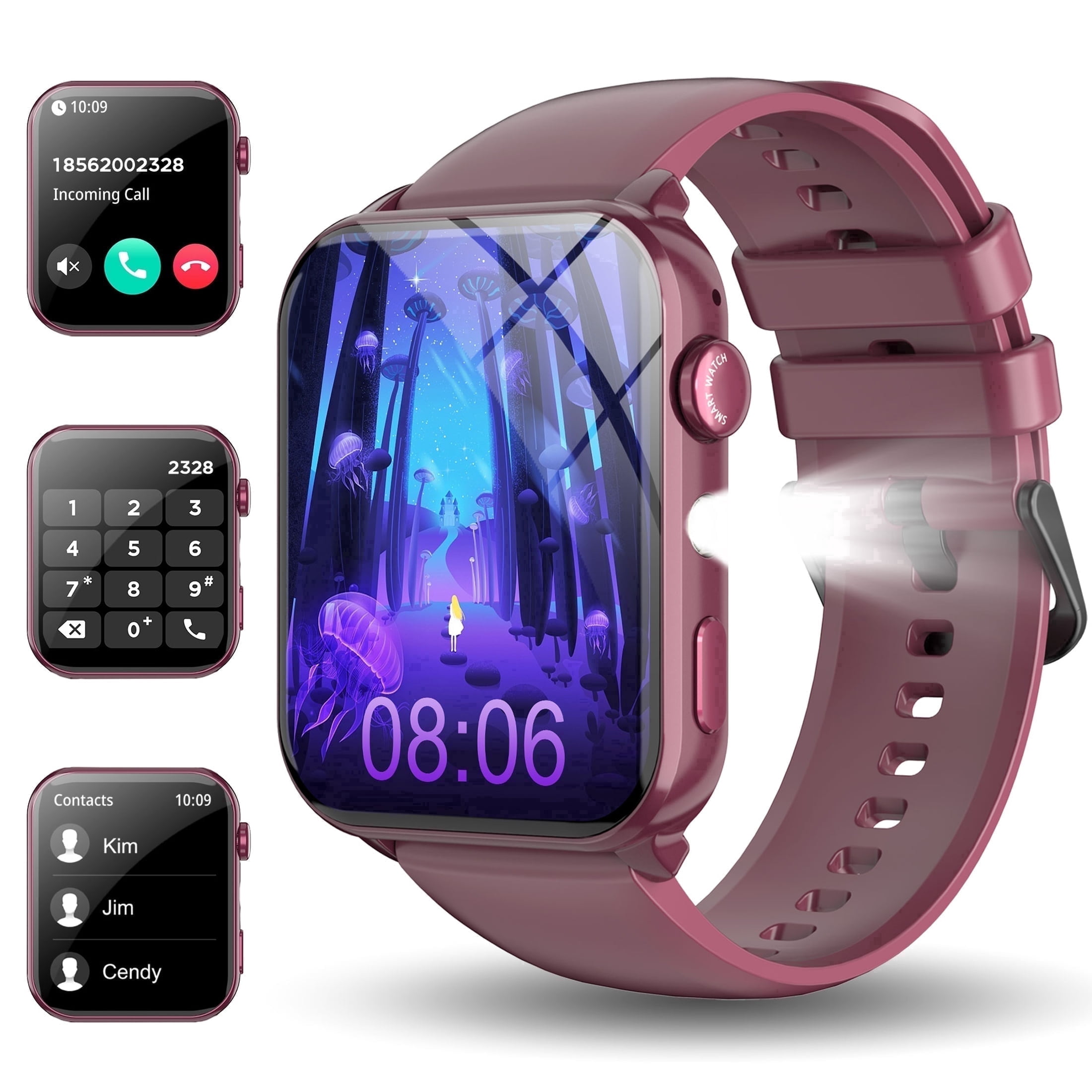 IOWODO Smart Watch Fitness Tracker with Bluetooth Calling and 100+ Sports Modes (Purple, 1.91 in) 9r1i3