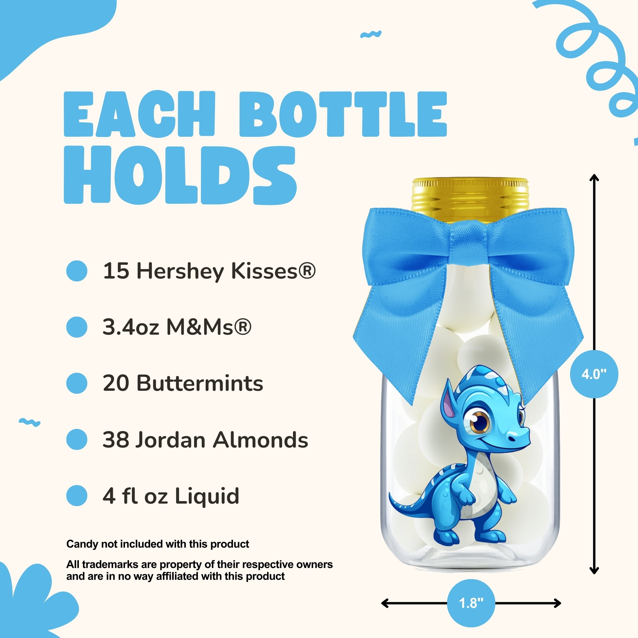 Ethisa Dinosaur Party Favor DIY Candy Jars with Ribbons and Stickers (Gold, 12 Pack, 4 fl oz) fbhbq