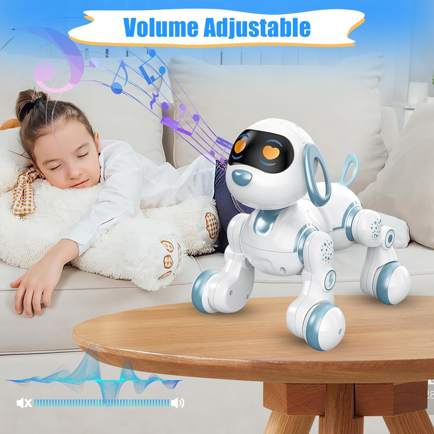 KIVDIT Programmable Remote Control Robot Dog, Interactive RC Toy with Singing and Dancing (Blue, 1 Pack) mqvfv